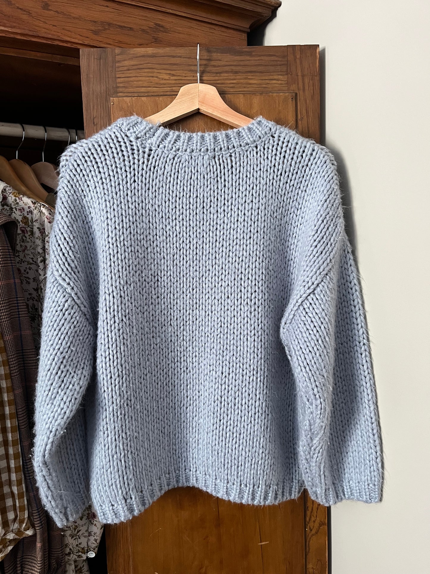Tricot bleu pale à grosse maille (Small)