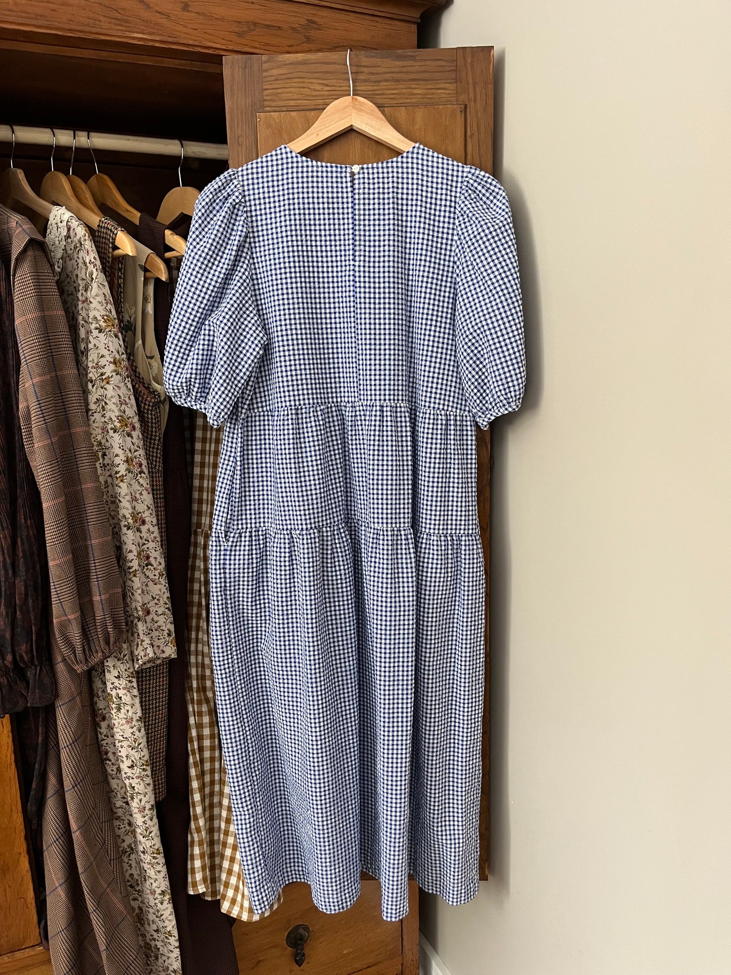 Robe longue vichy bleu (Large)