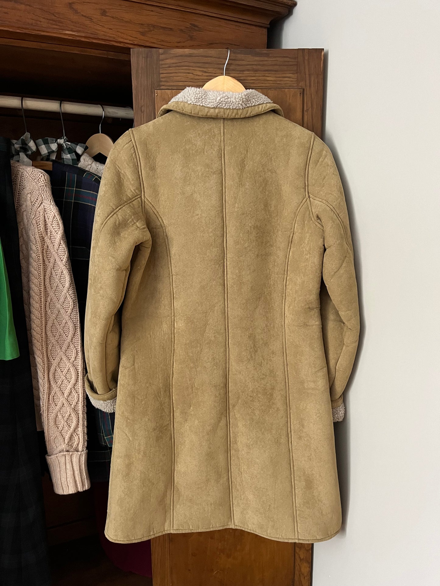 Manteau beige en suède (Xs/S)