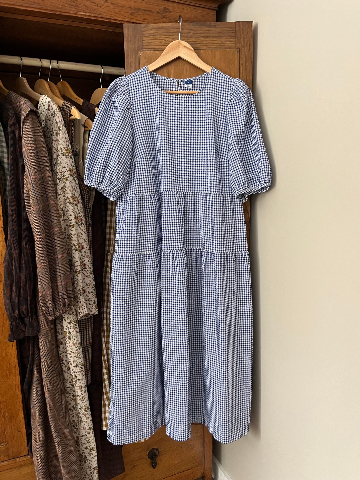 Robe longue vichy bleu (Large)