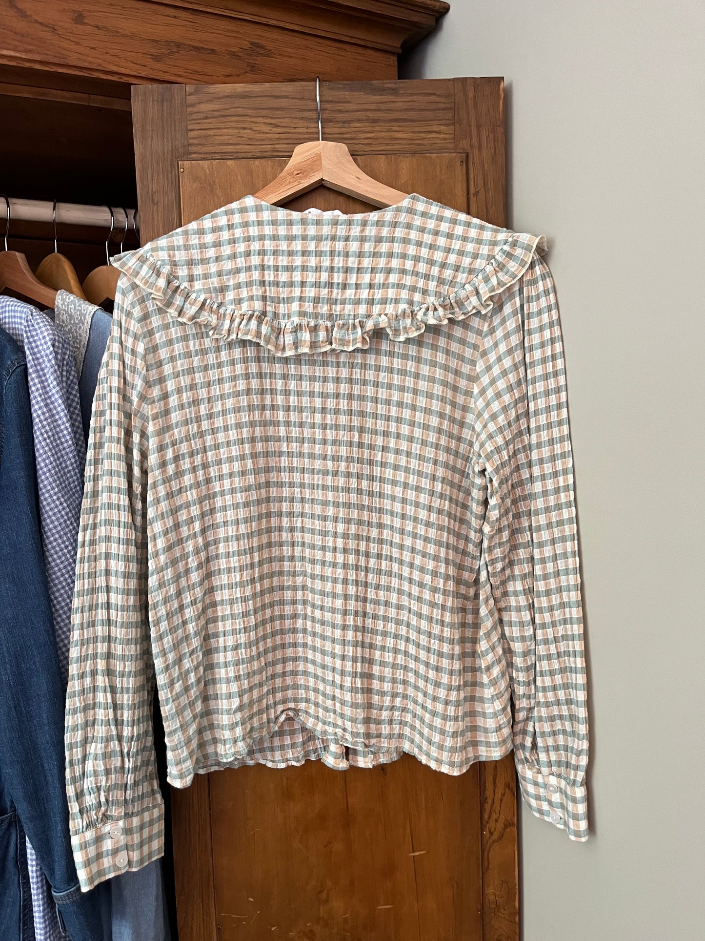 Chemise vichy col claudine Mango (S/M)