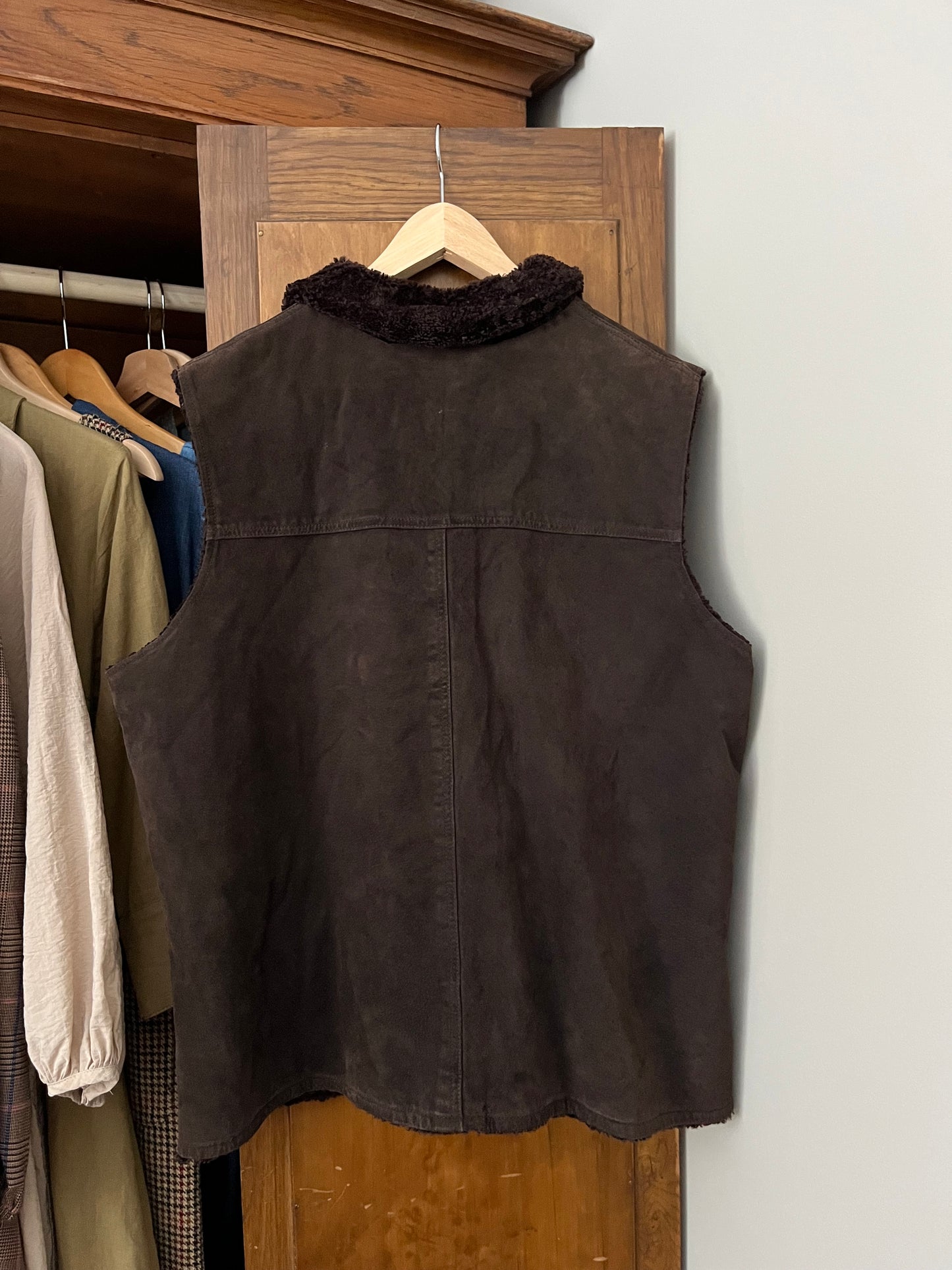 Manteau sans manche en cuir brun (Xxlarge)