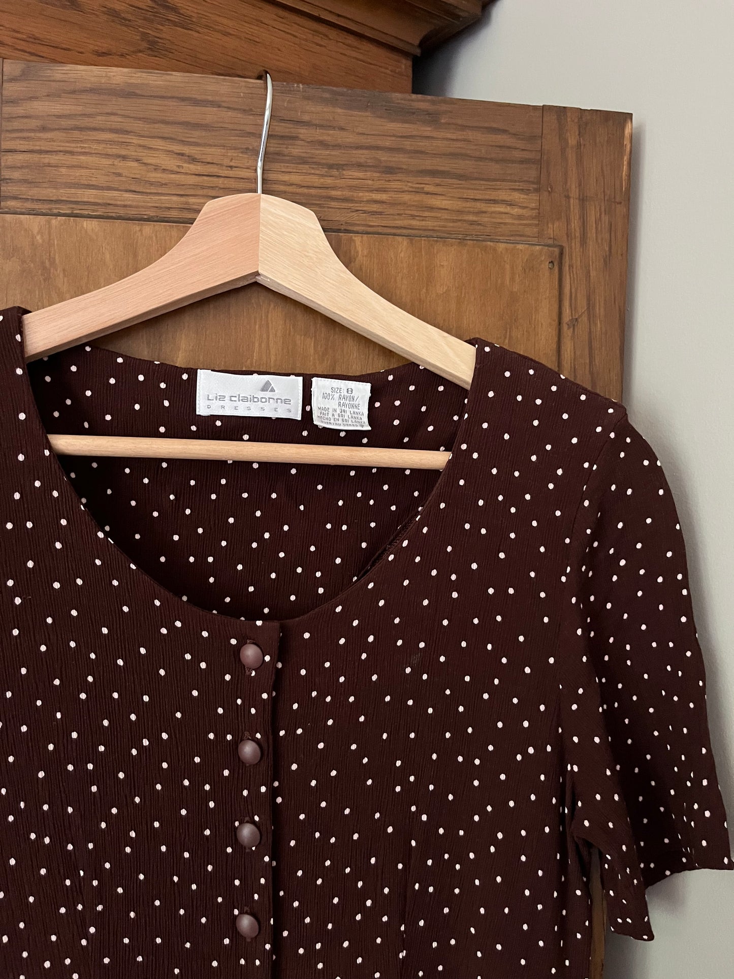 Robe à pois brune vintage (Small)