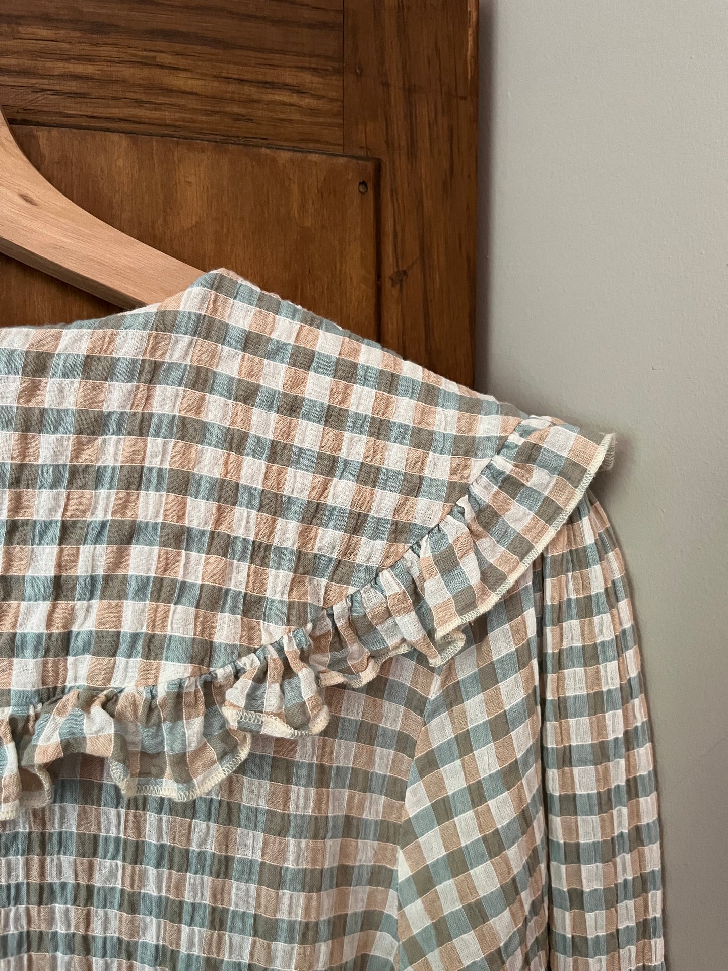 Chemise vichy col claudine Mango (S/M)