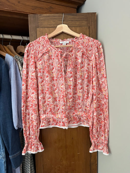 Blouse fleurie rose (Médium)