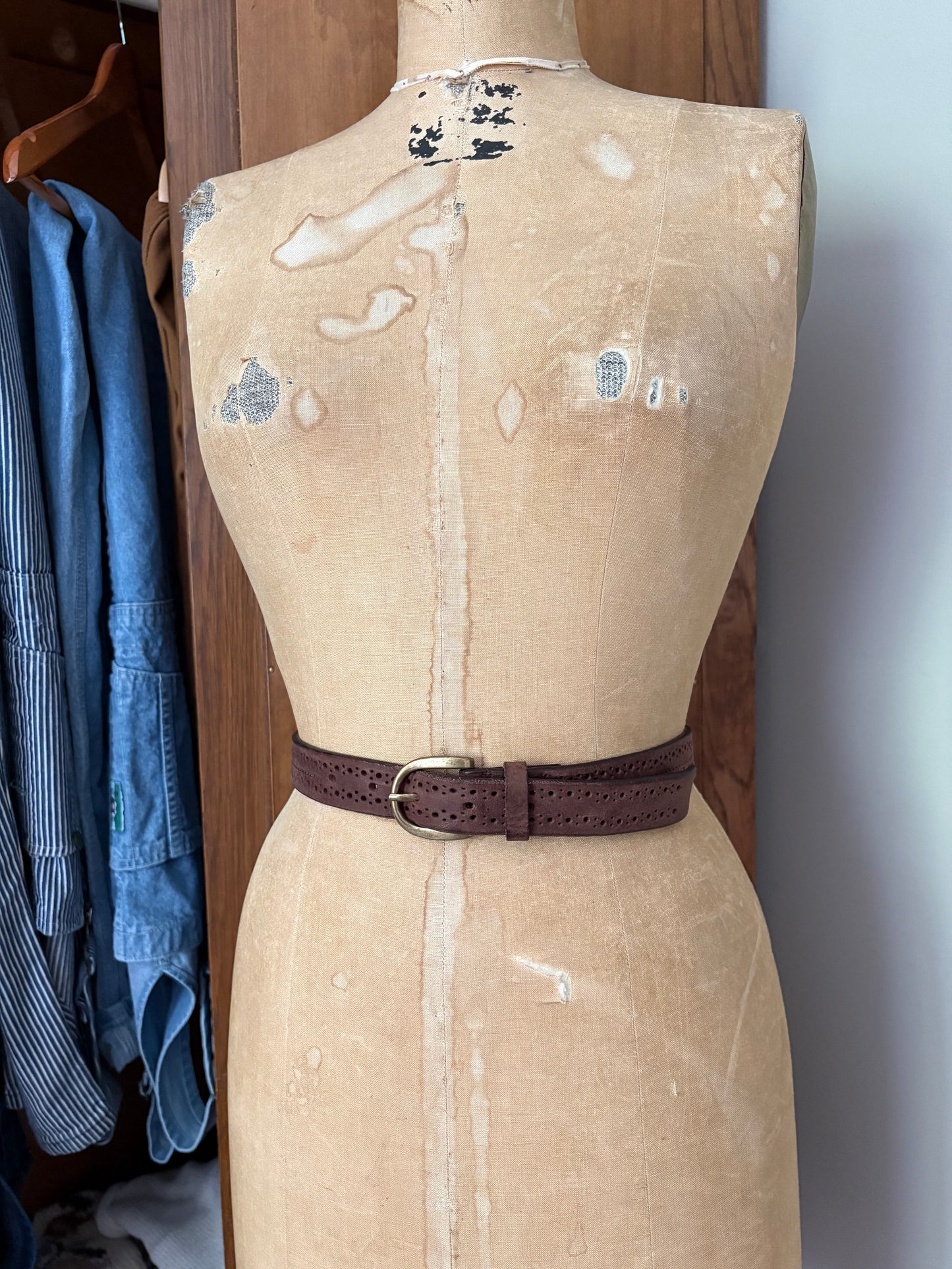 Ceinture brune en cuir véritable (M/L)