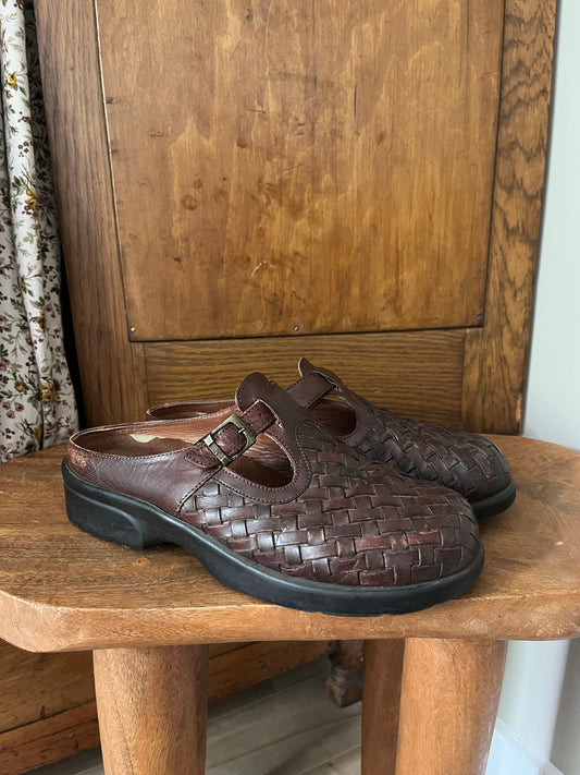 Mules en cuir brun (Pointure 8/ 8.5)