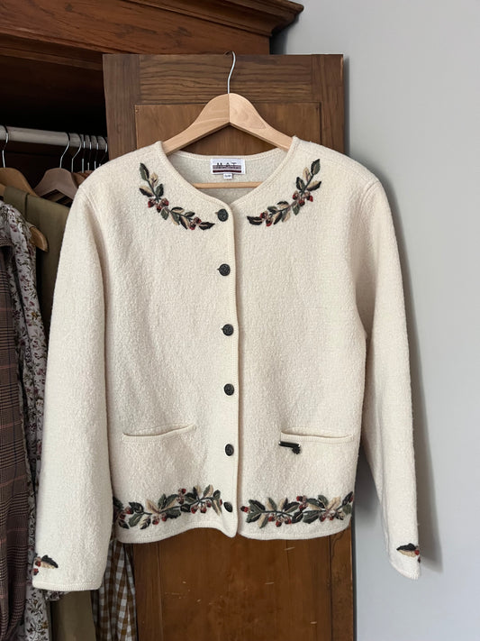 Cardigan en laine avec broderies(Small)