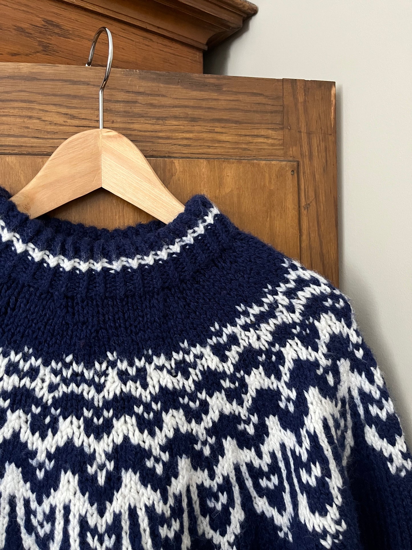 Tricot Fair Isle bleu et blanc (M/L)