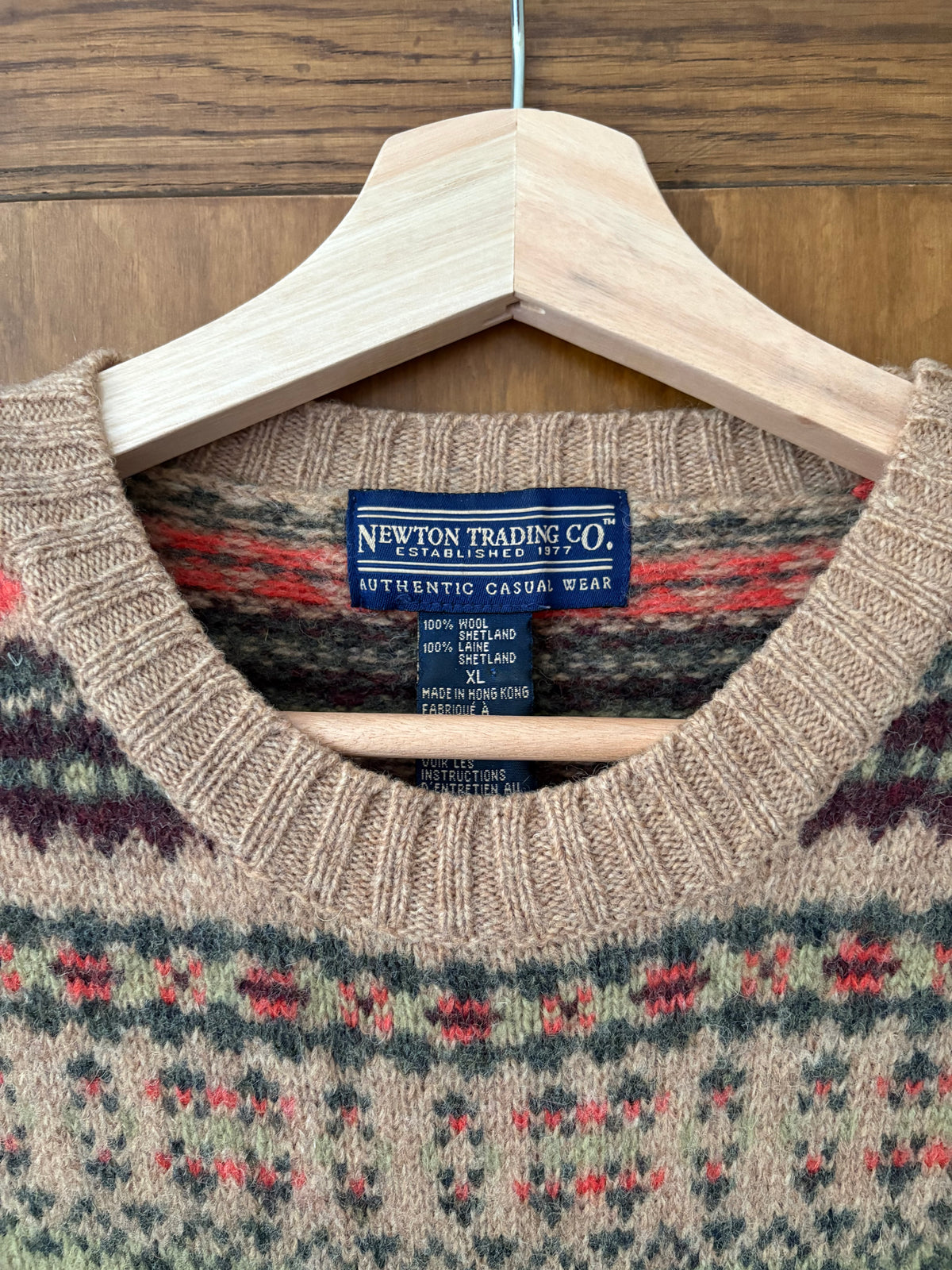 Tricot à motif vintage 100% laine (Large)