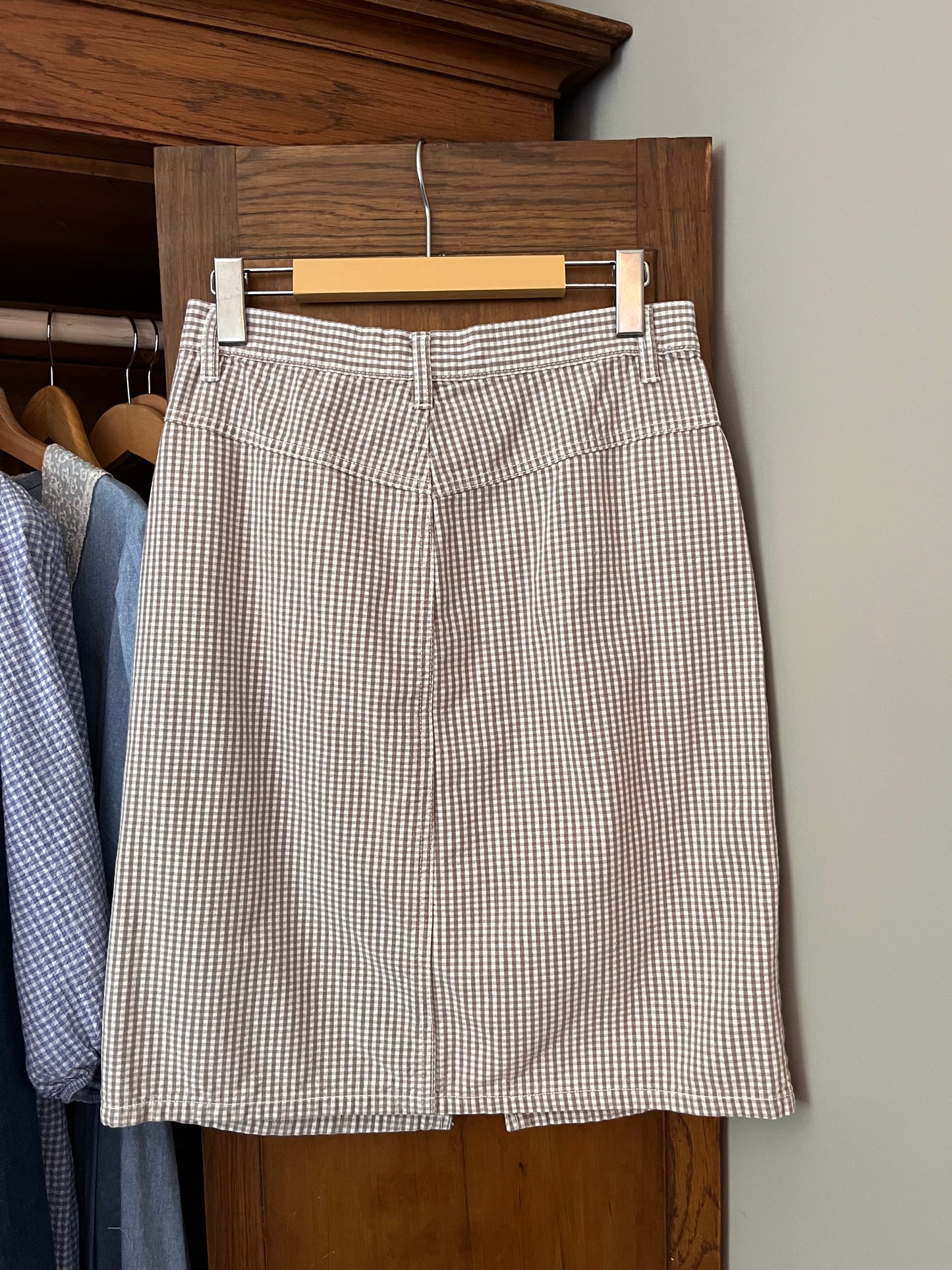 Jupe courte vichy beige (S/M)
