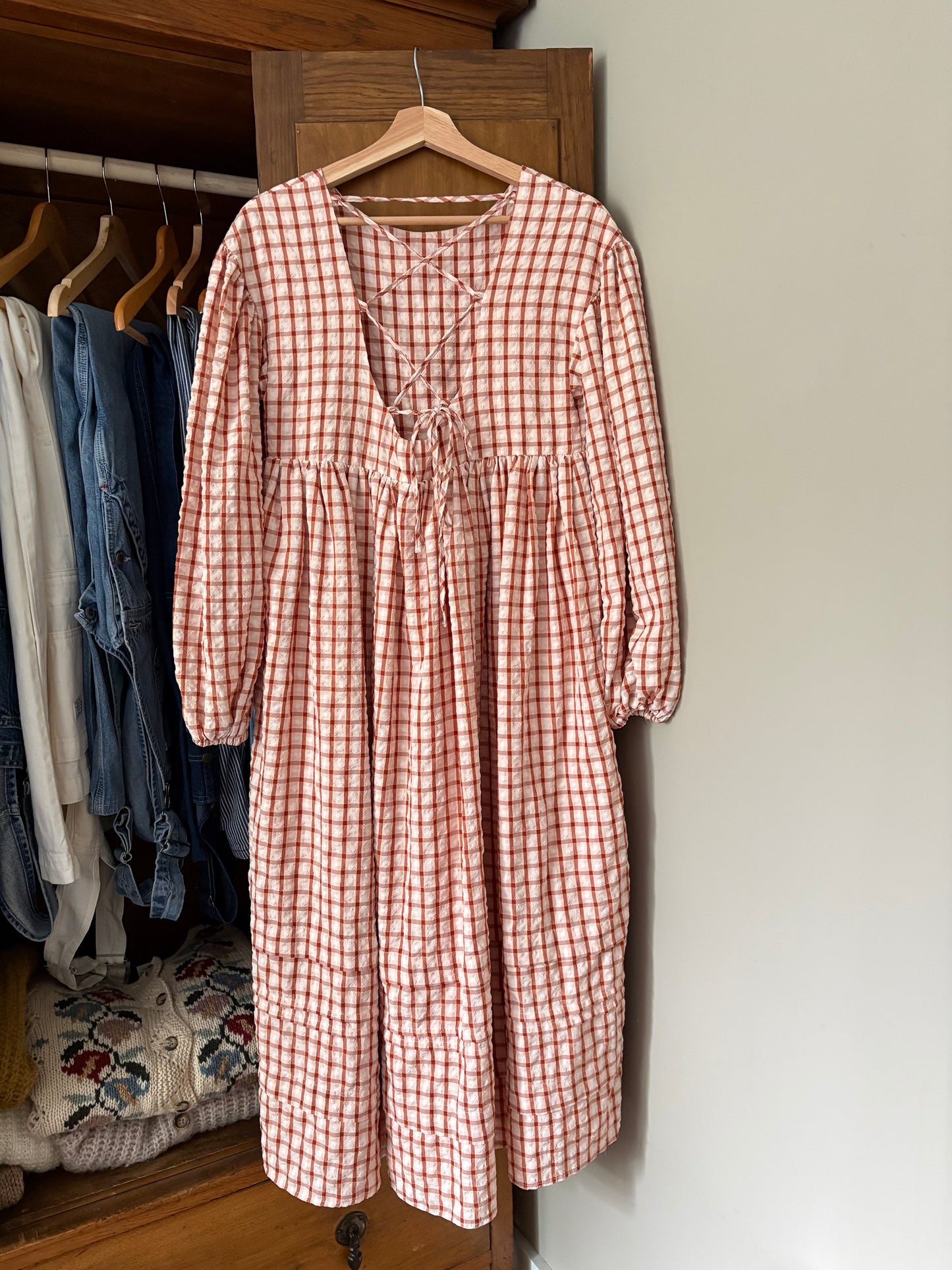 Robe longue à carreaux oversize (Small)