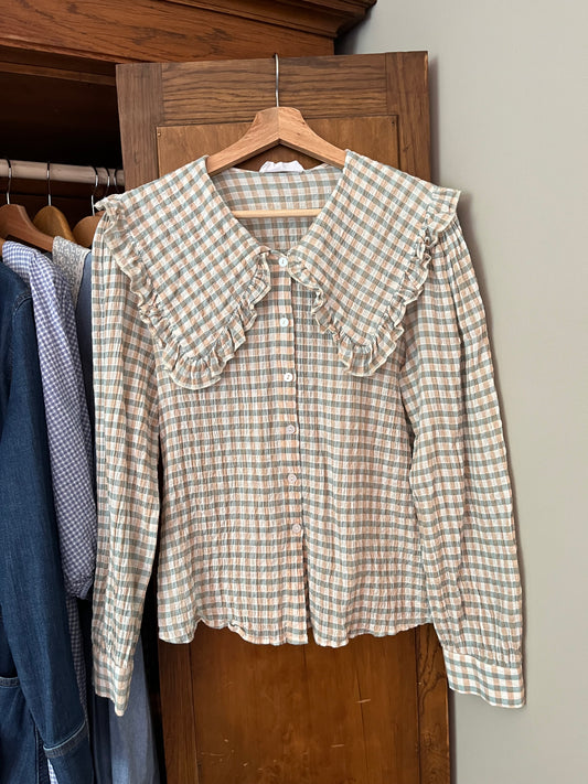 Chemise vichy col claudine Mango (S/M)