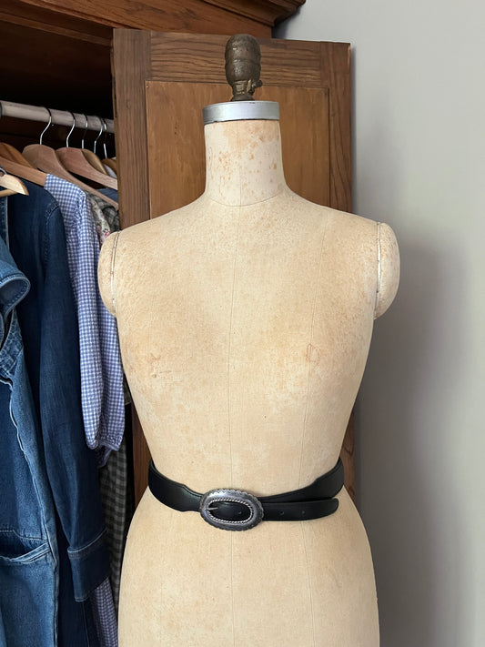 Ceinture noire en cuir western (Xsmall)