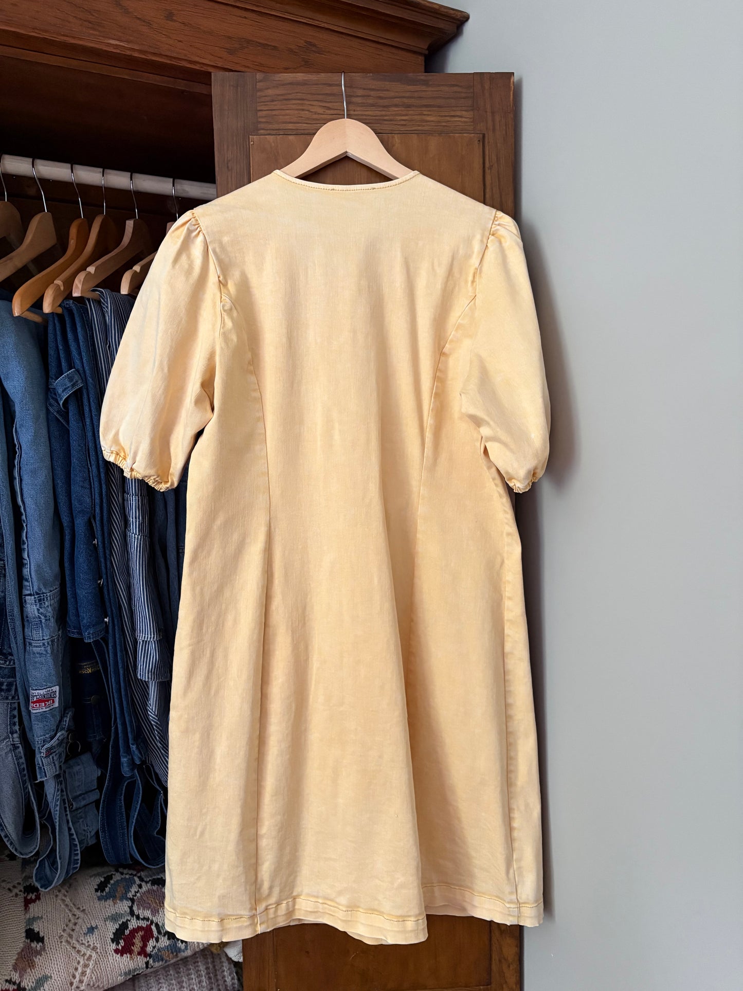 Robe jaune manches bouffantes Cream (Large)