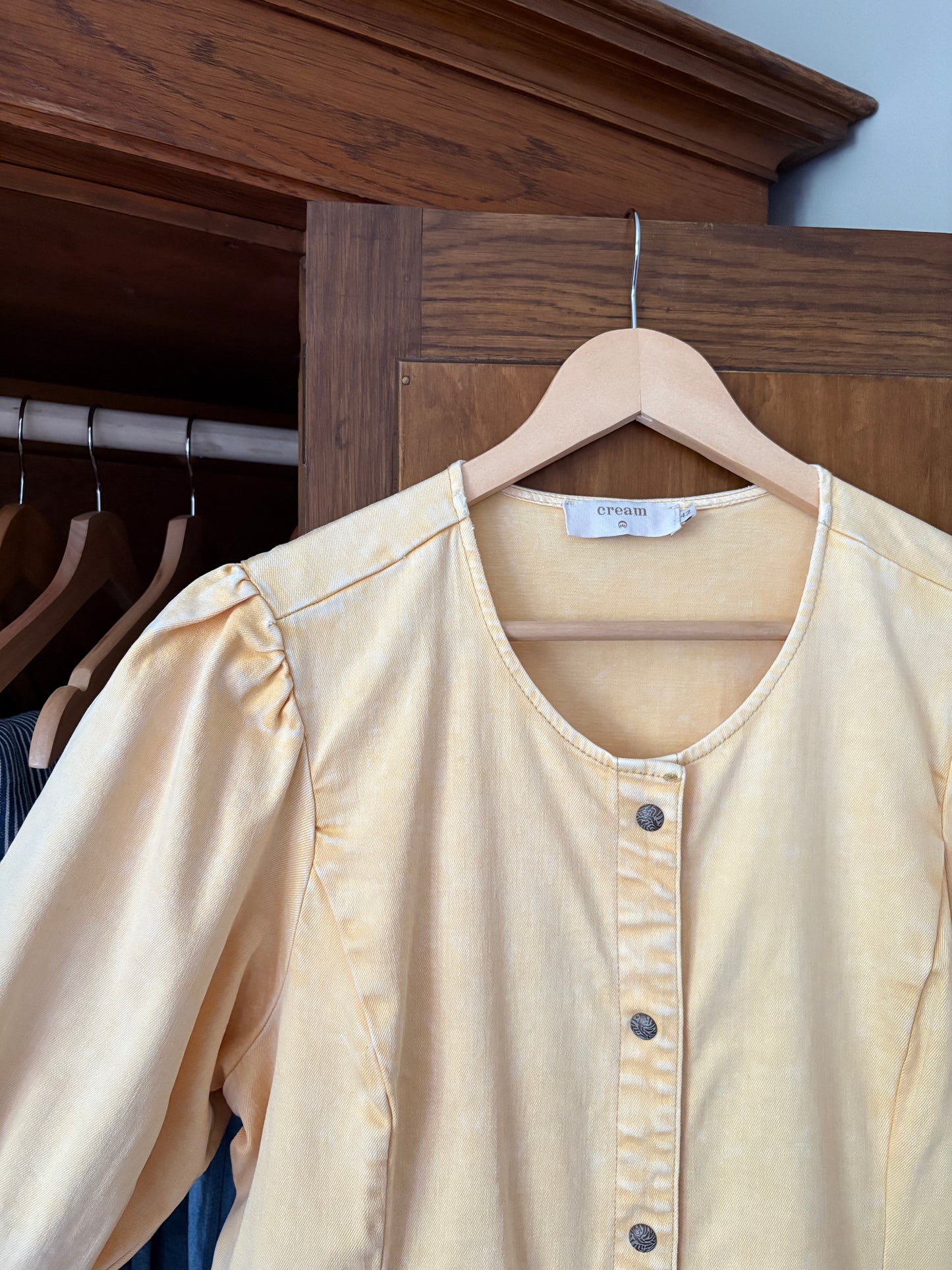 Robe jaune manches bouffantes Cream (Large)
