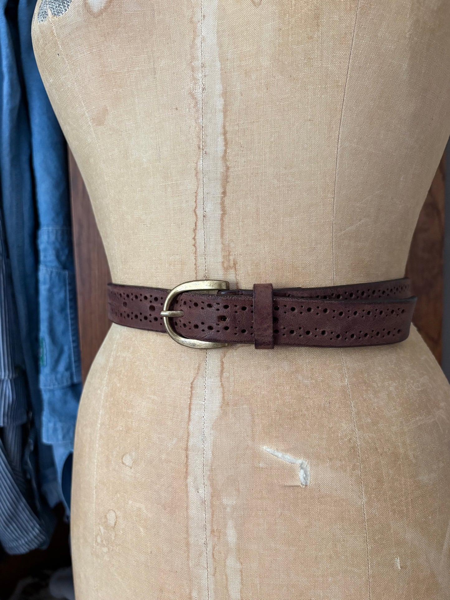 Ceinture brune en cuir véritable (M/L)
