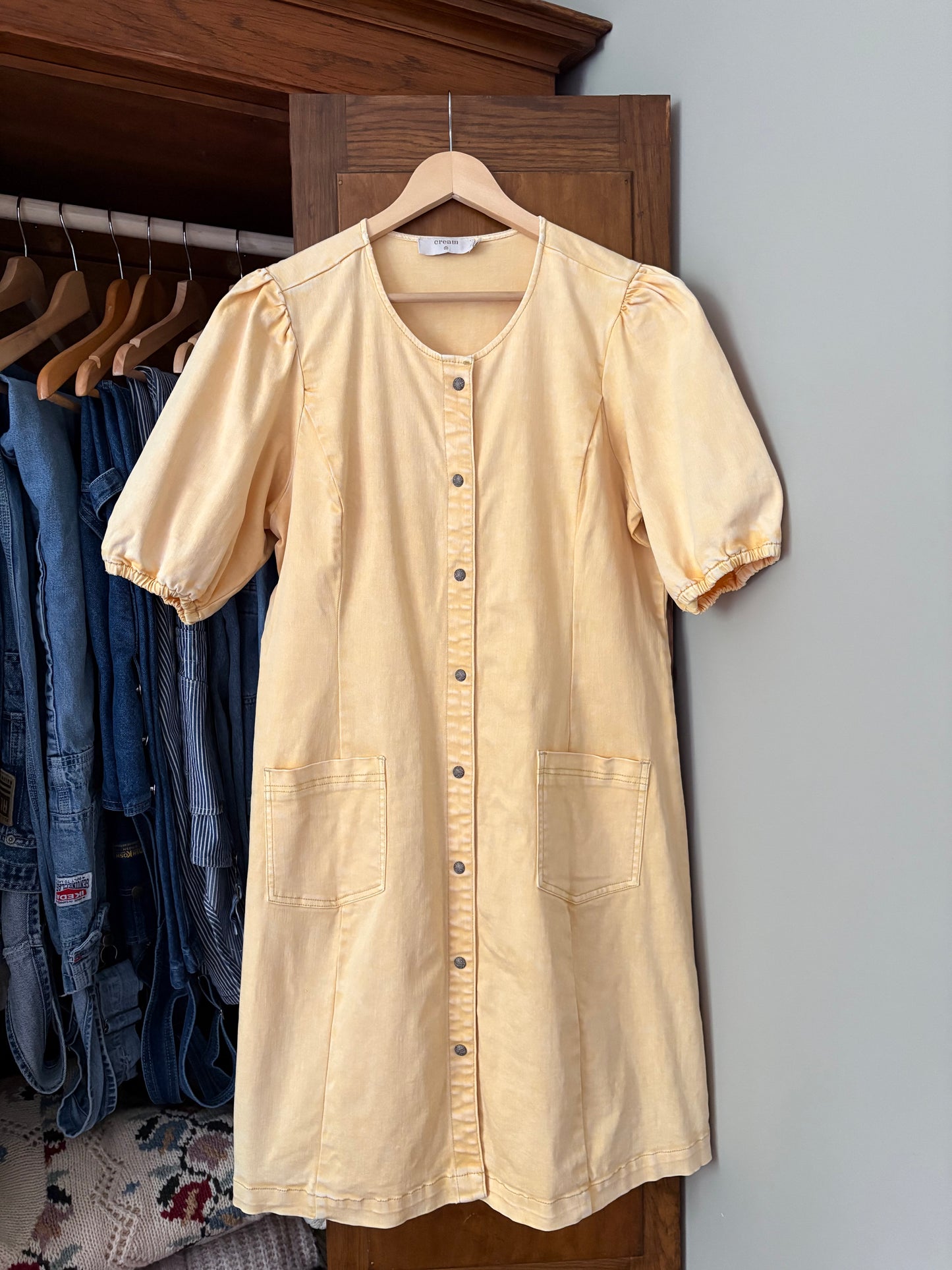 Robe jaune manches bouffantes Cream (Large)
