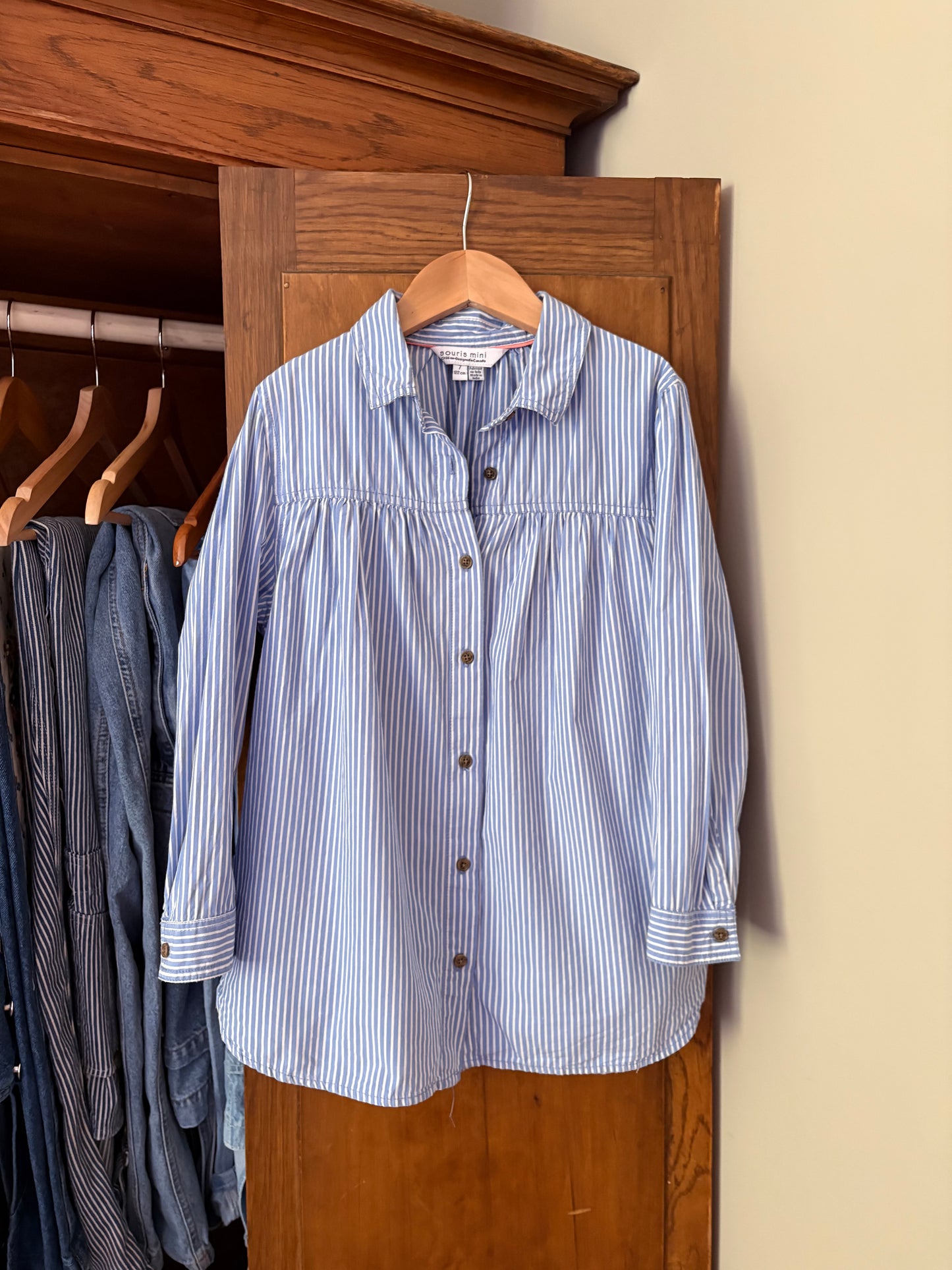 Chemise longue lignée bleu Souris Mini (7 ans)