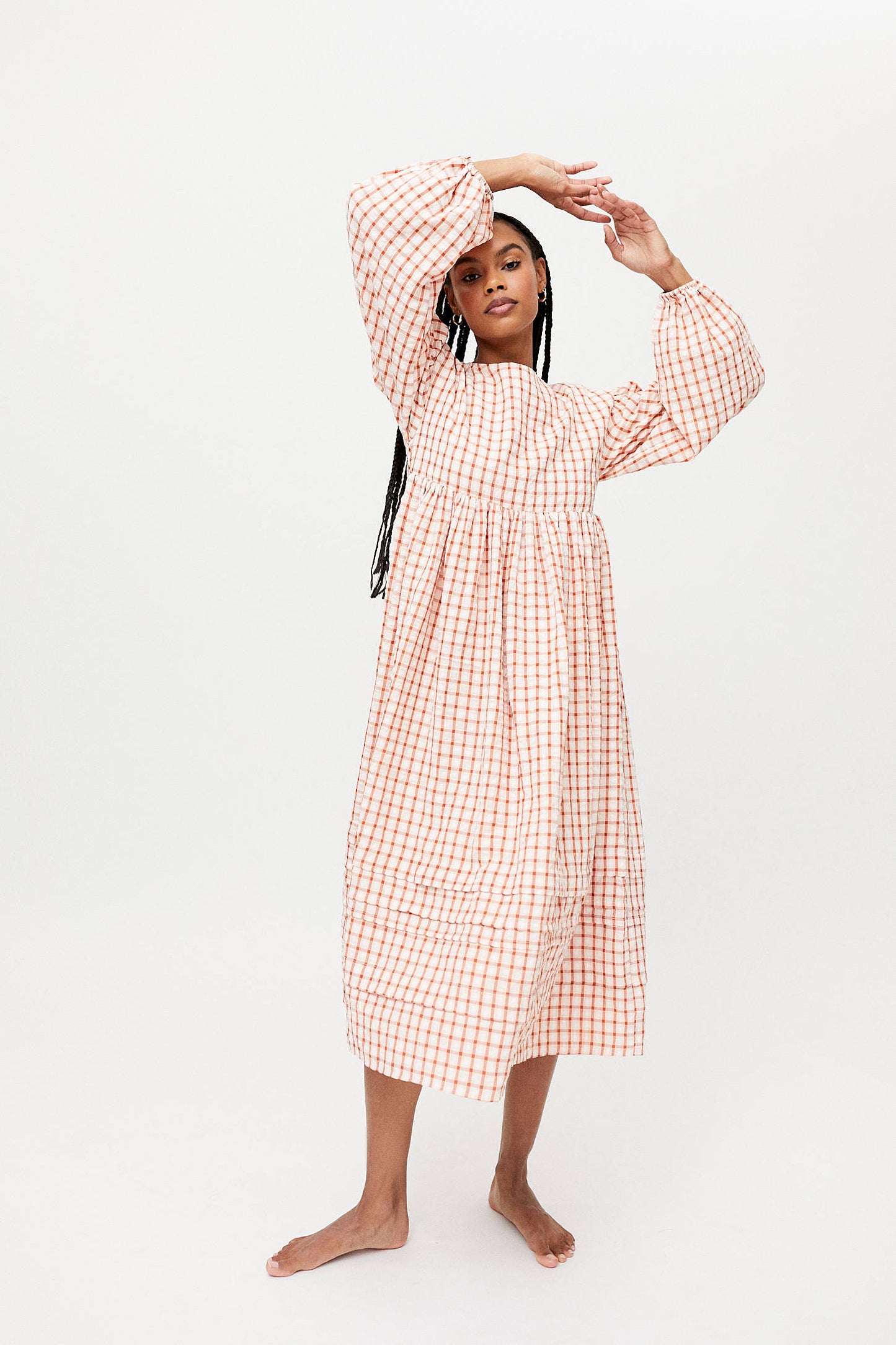 Robe longue à carreaux oversize (Small)