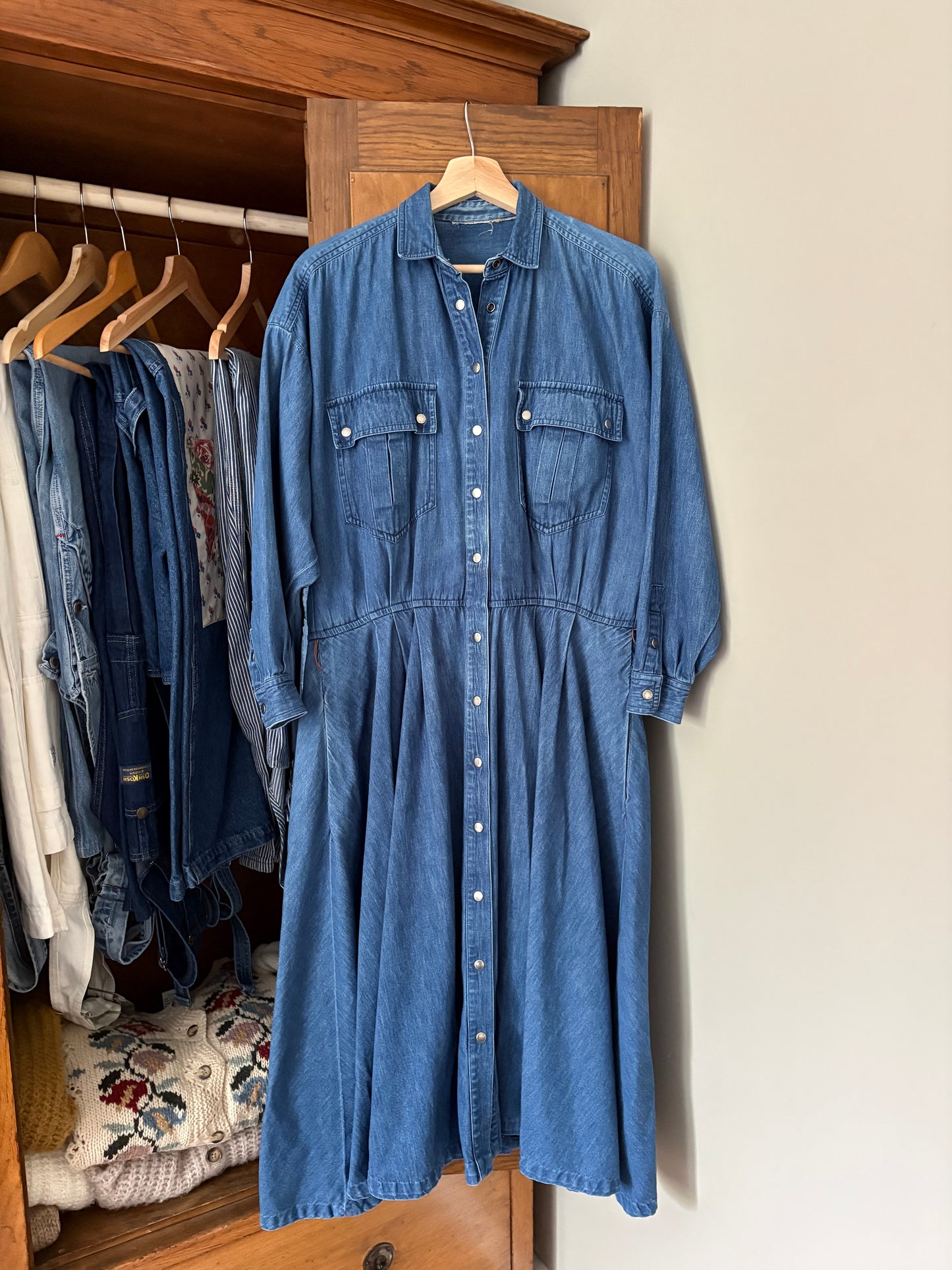 Robe midi en denim vintage (Large)