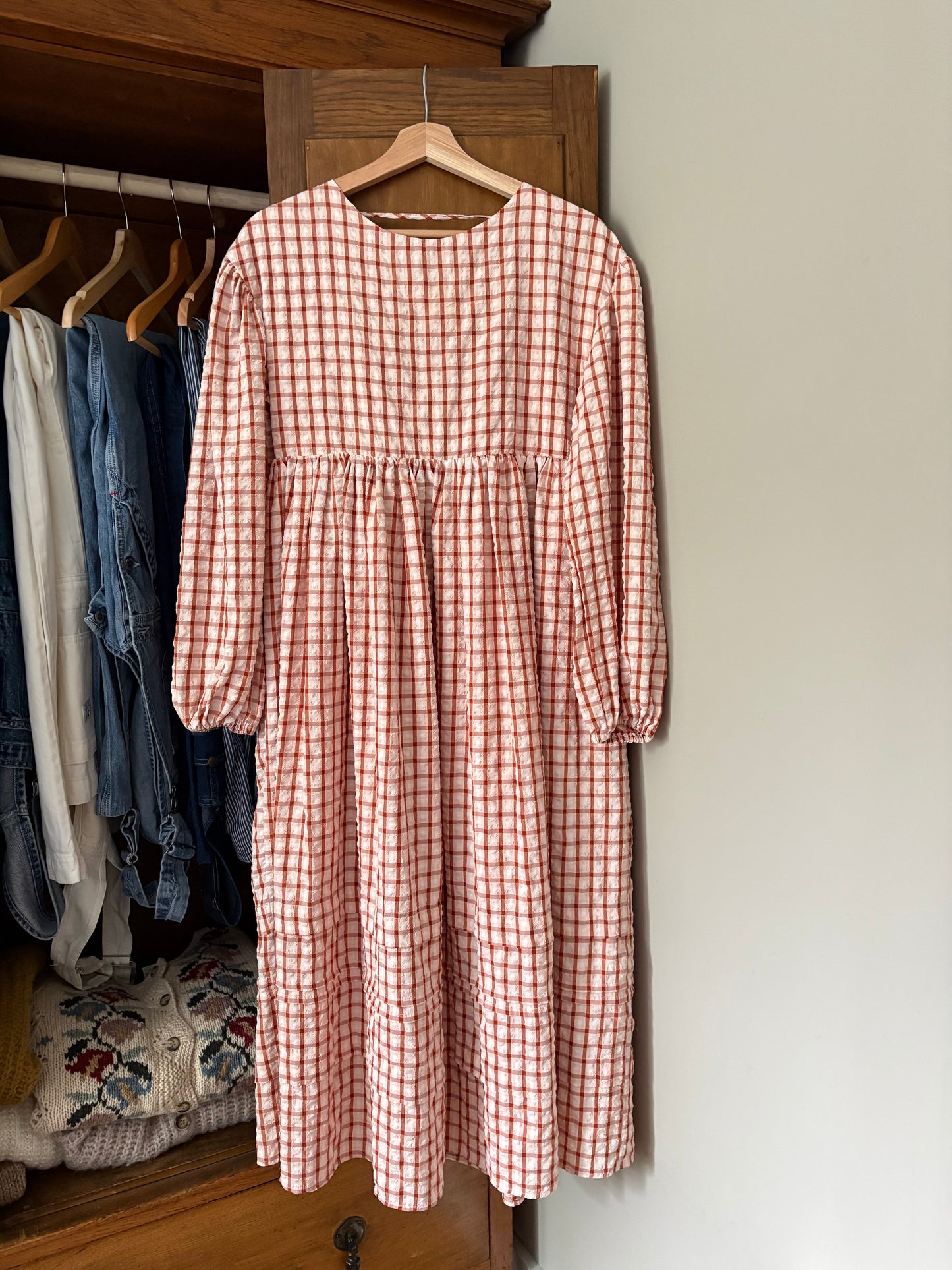 Robe longue à carreaux oversize (Small)