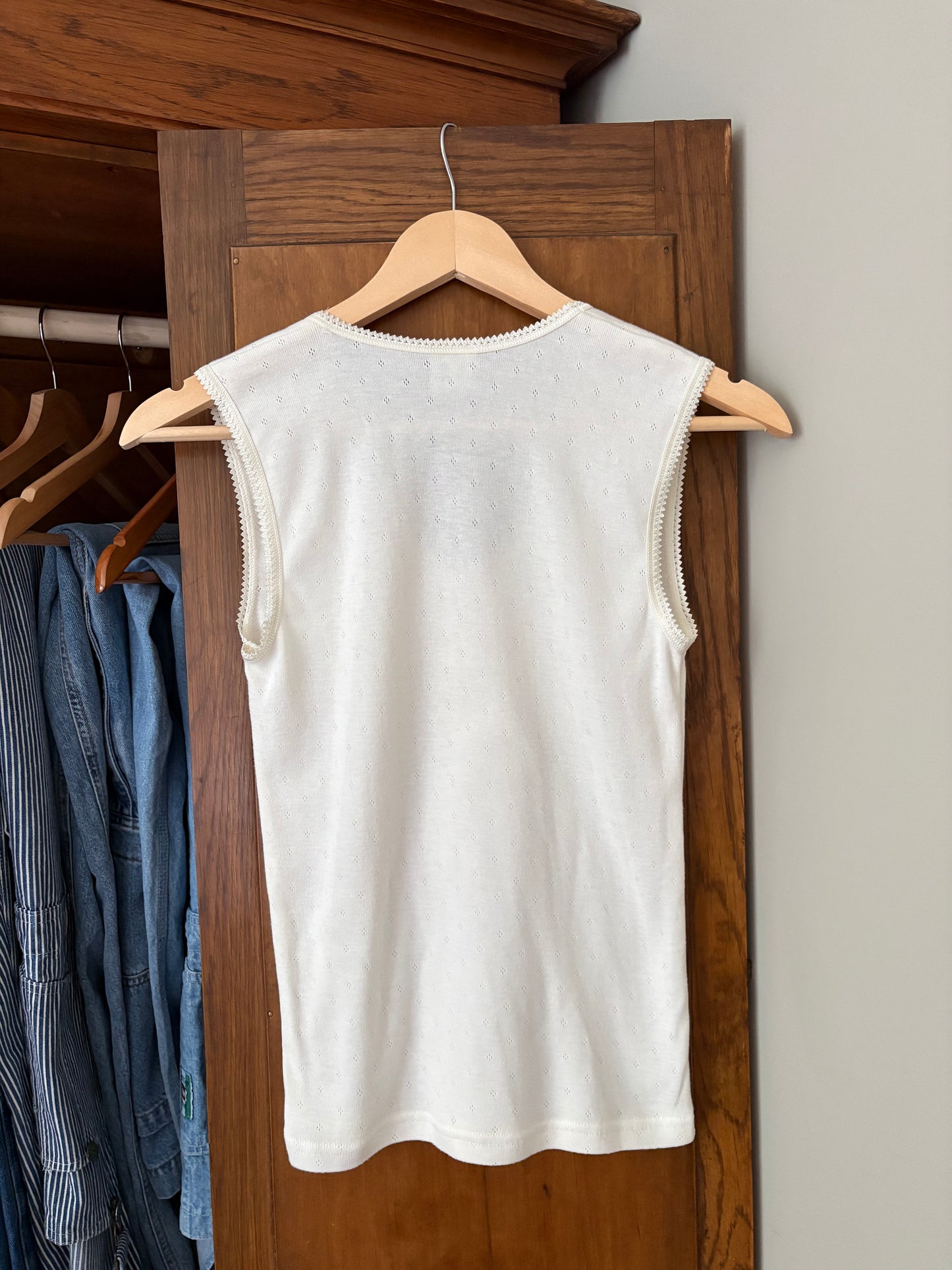 Camisole en pointelle blanche (S/M)