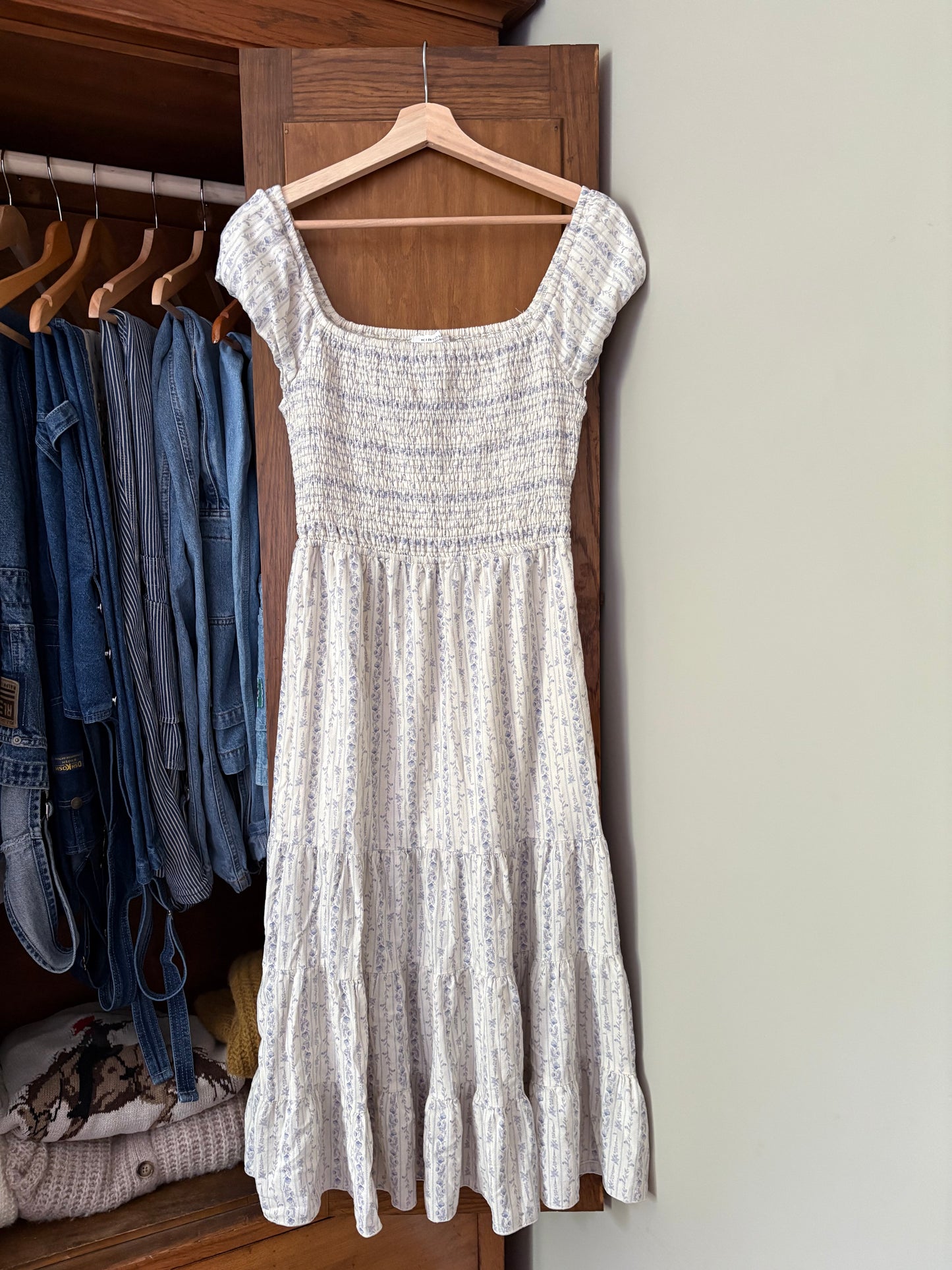 Robe longue fleurie bleu (Médium)