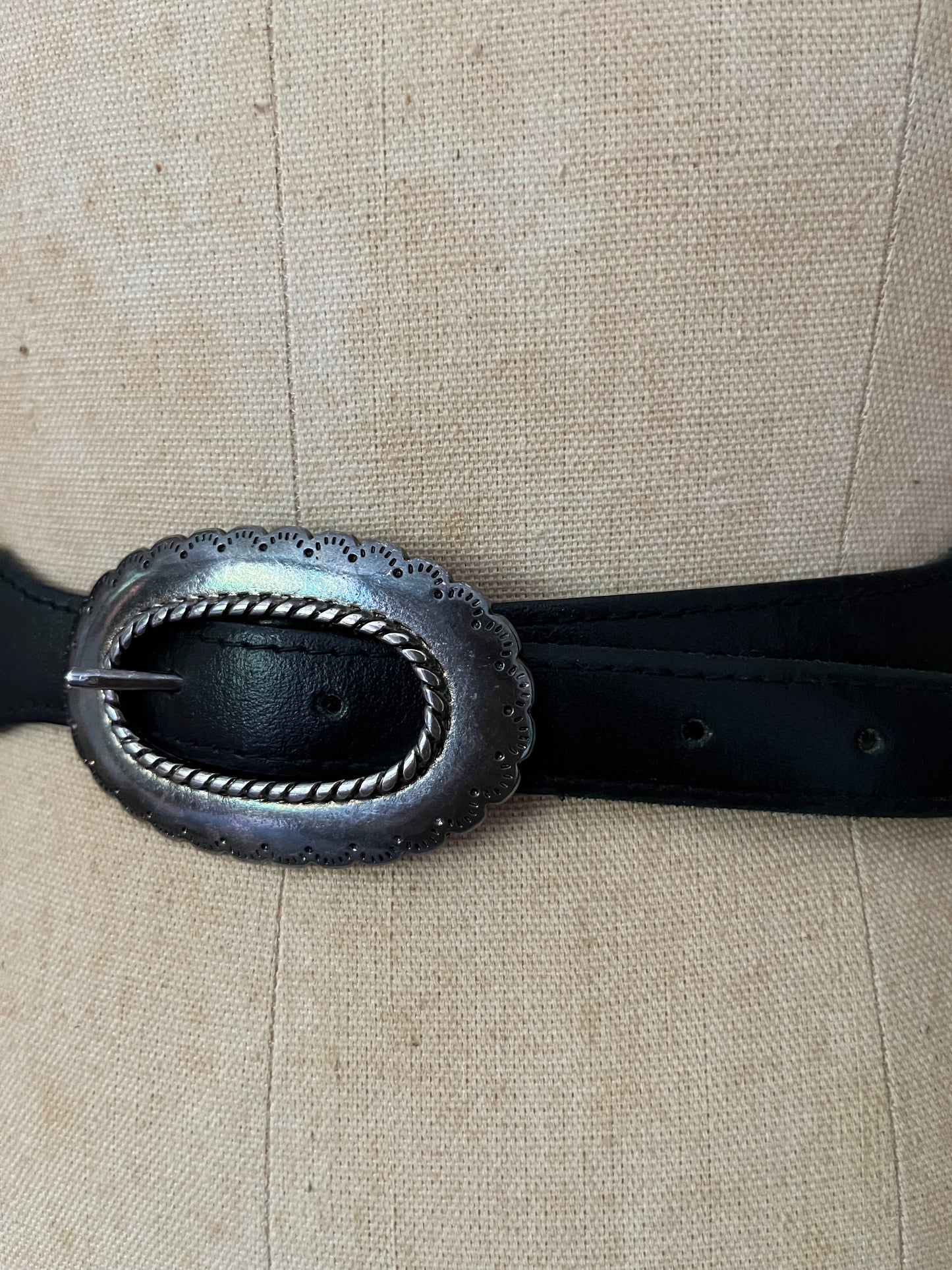 Ceinture noire en cuir western (Xsmall)