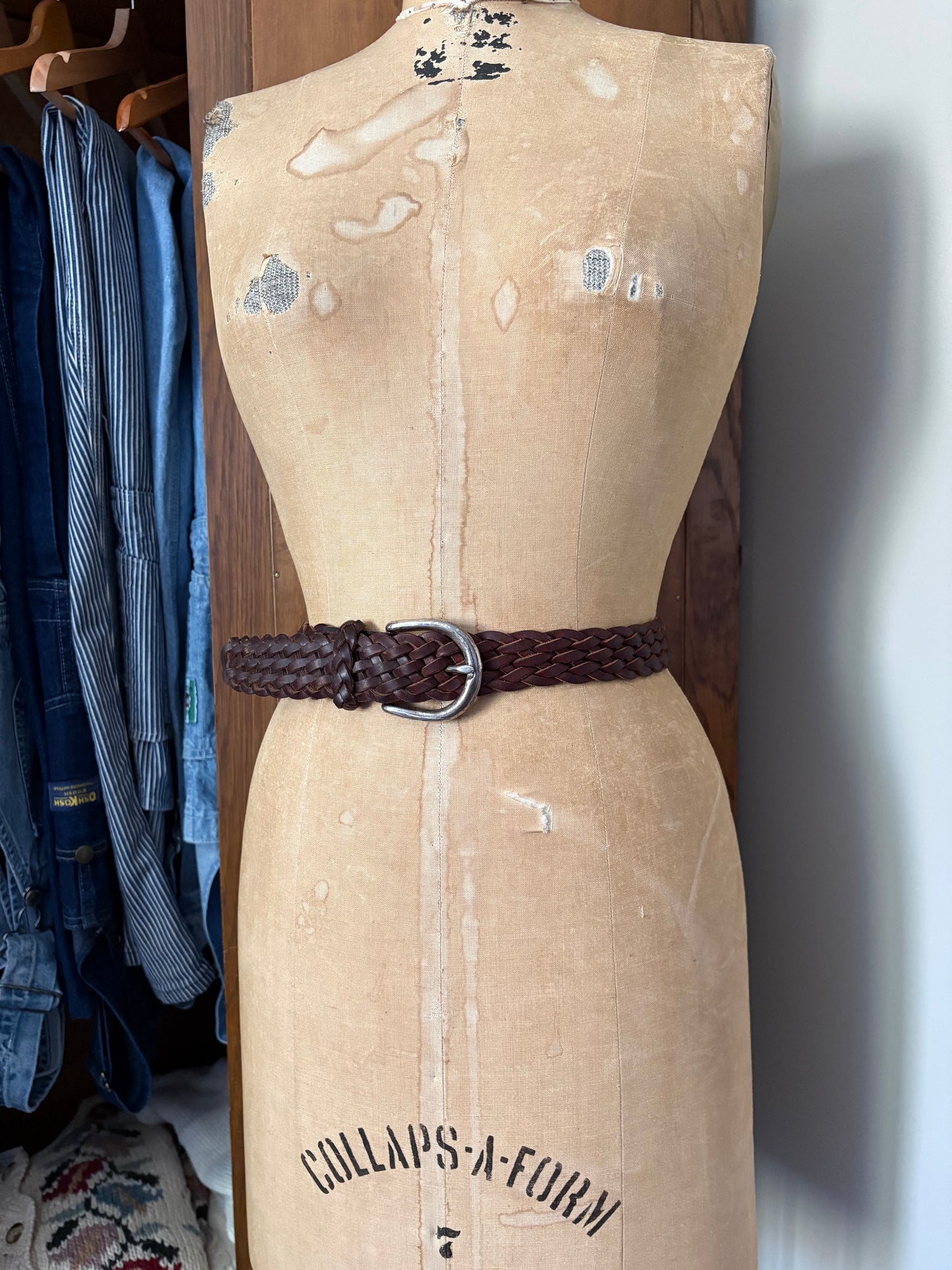 Ceinture en cuir brune tressé (Xl/Xxl)