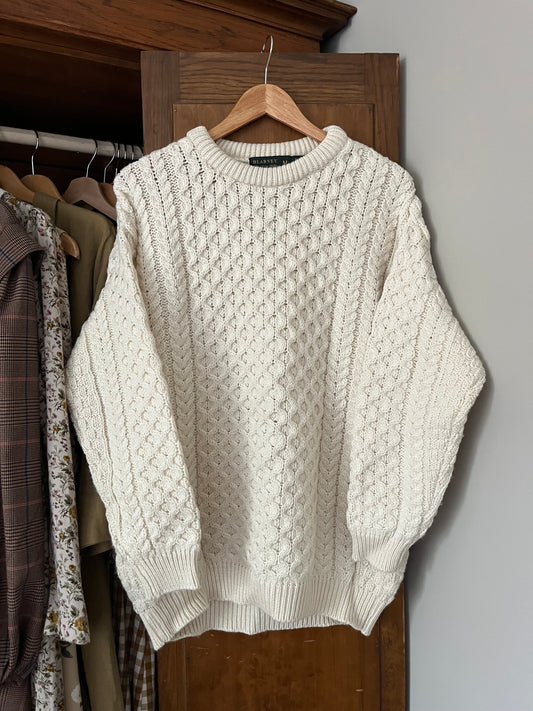 Tricot crème 100% laine Fisherman (Large)