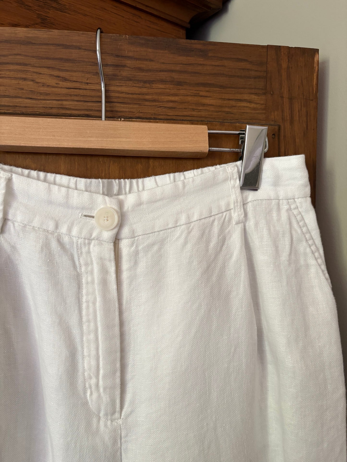 Pantalon en lin blanc Massimo Dutti (Médium)