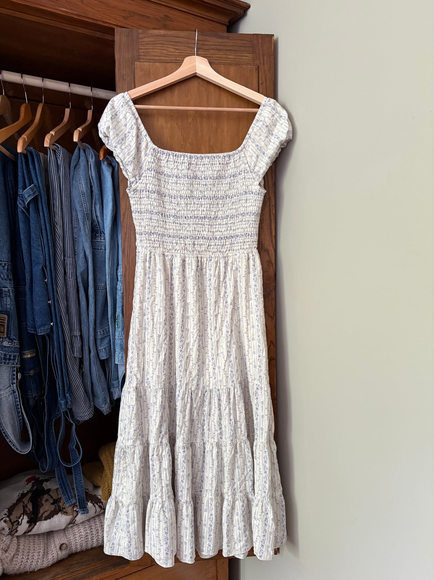 Robe longue fleurie bleu (Médium)