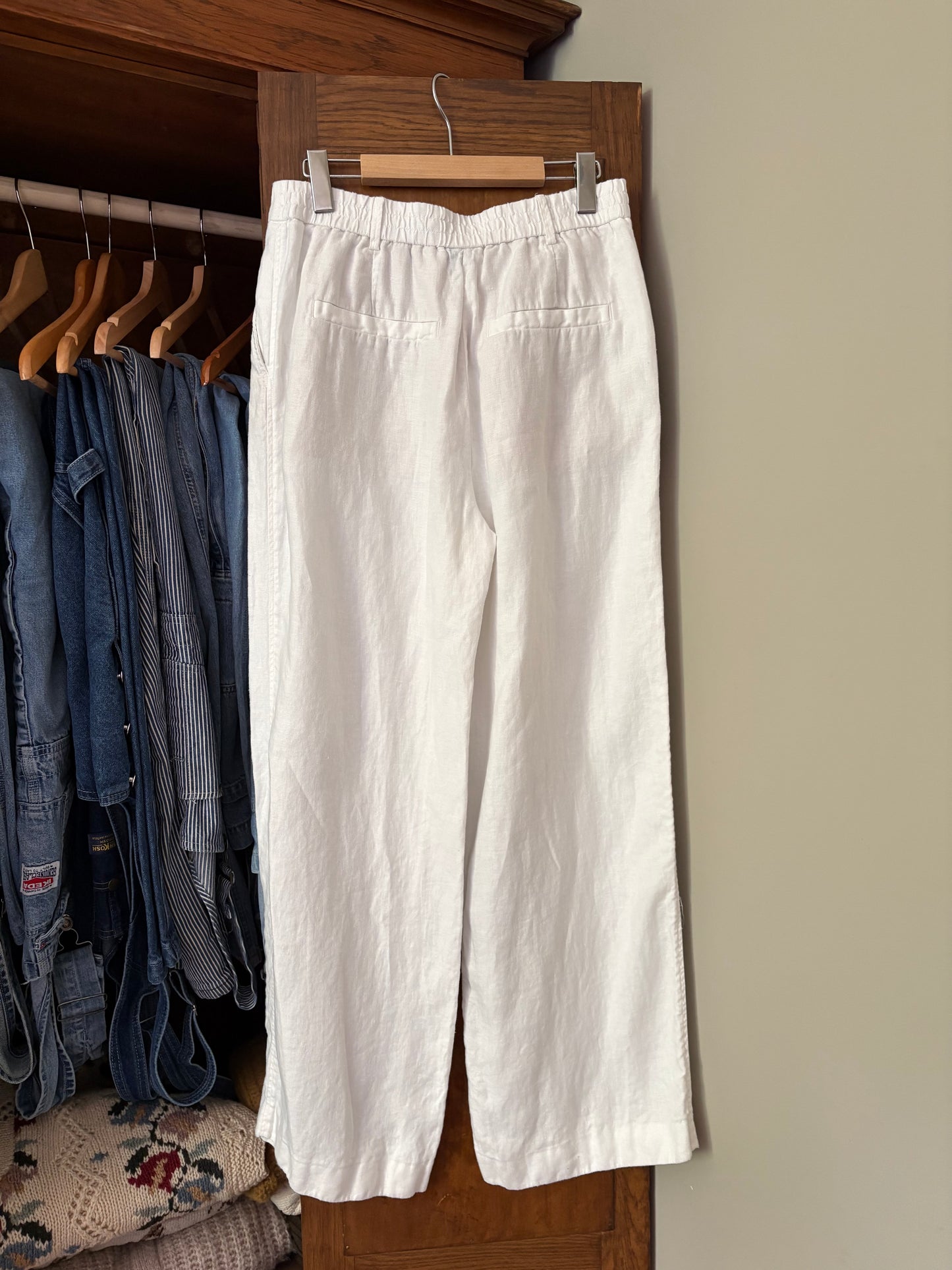 Pantalon en lin blanc Massimo Dutti (Médium)