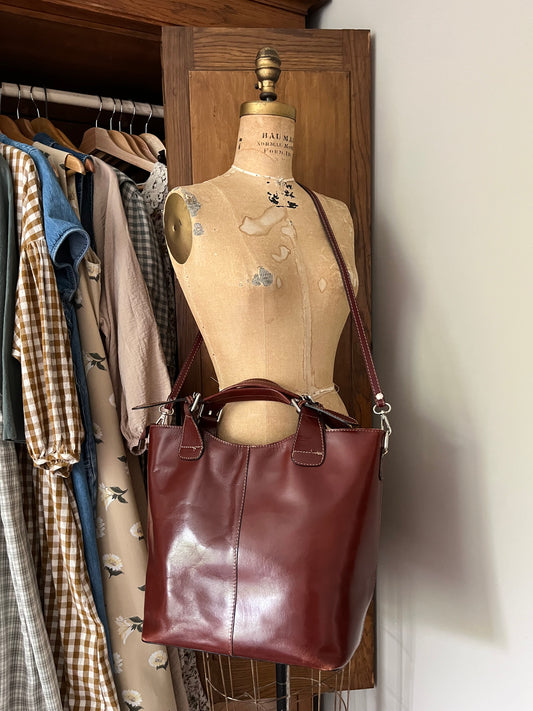 Sacoche en cuir acajou