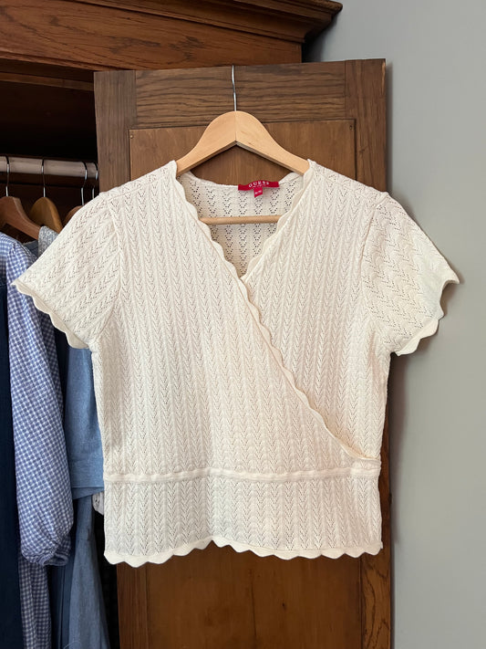 Haut beige en pointelle (Médium)