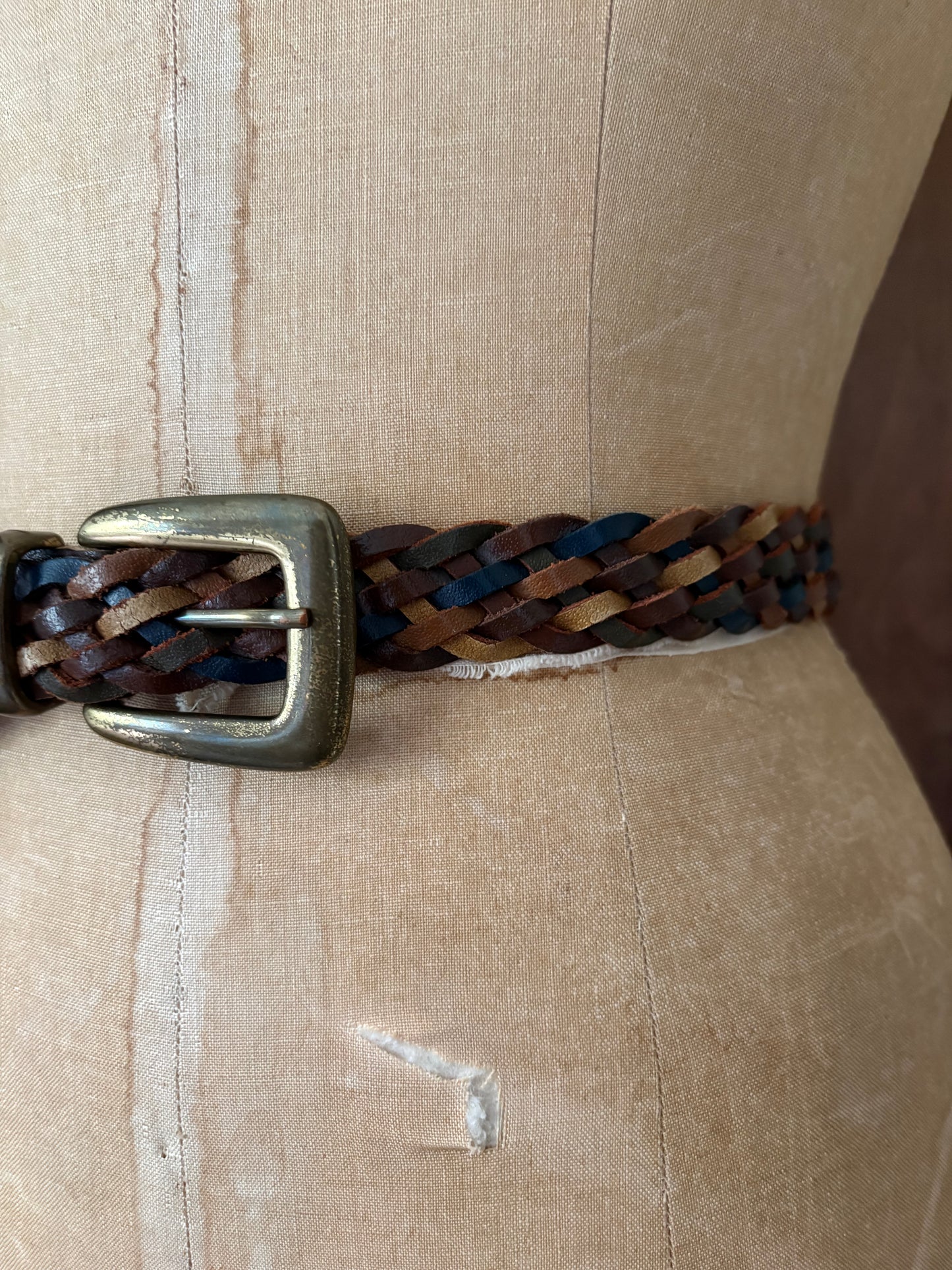 Ceinture tricolore en cuir véritable (Small)