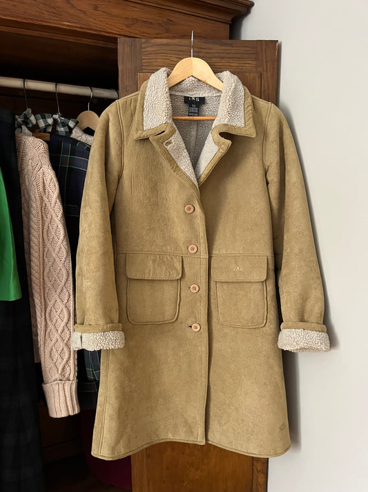 Manteau beige en suède (Xs/S)