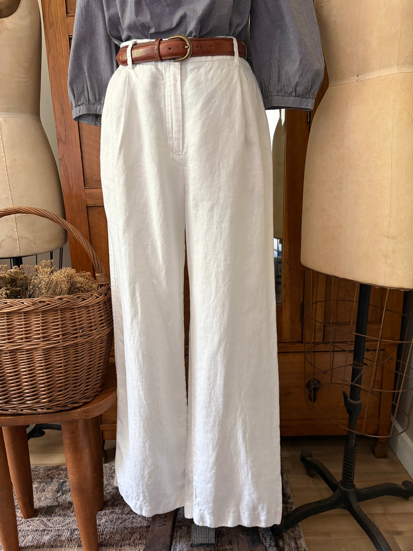 Pantalon en lin blanc Massimo Dutti (Médium)