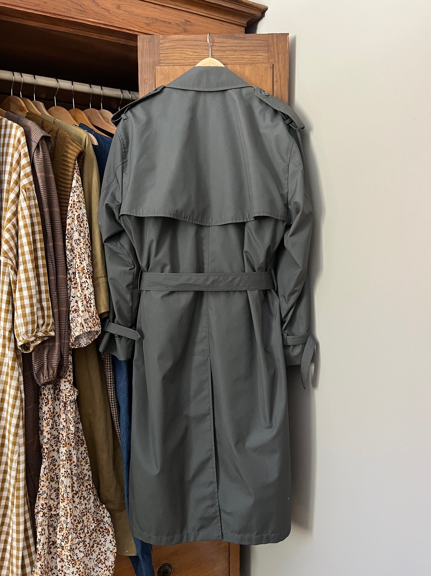 Trench coat gris/vert (L/XL)