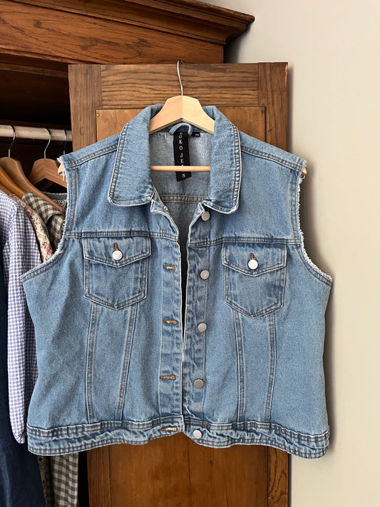 Manteau en denim sans manches (Large)