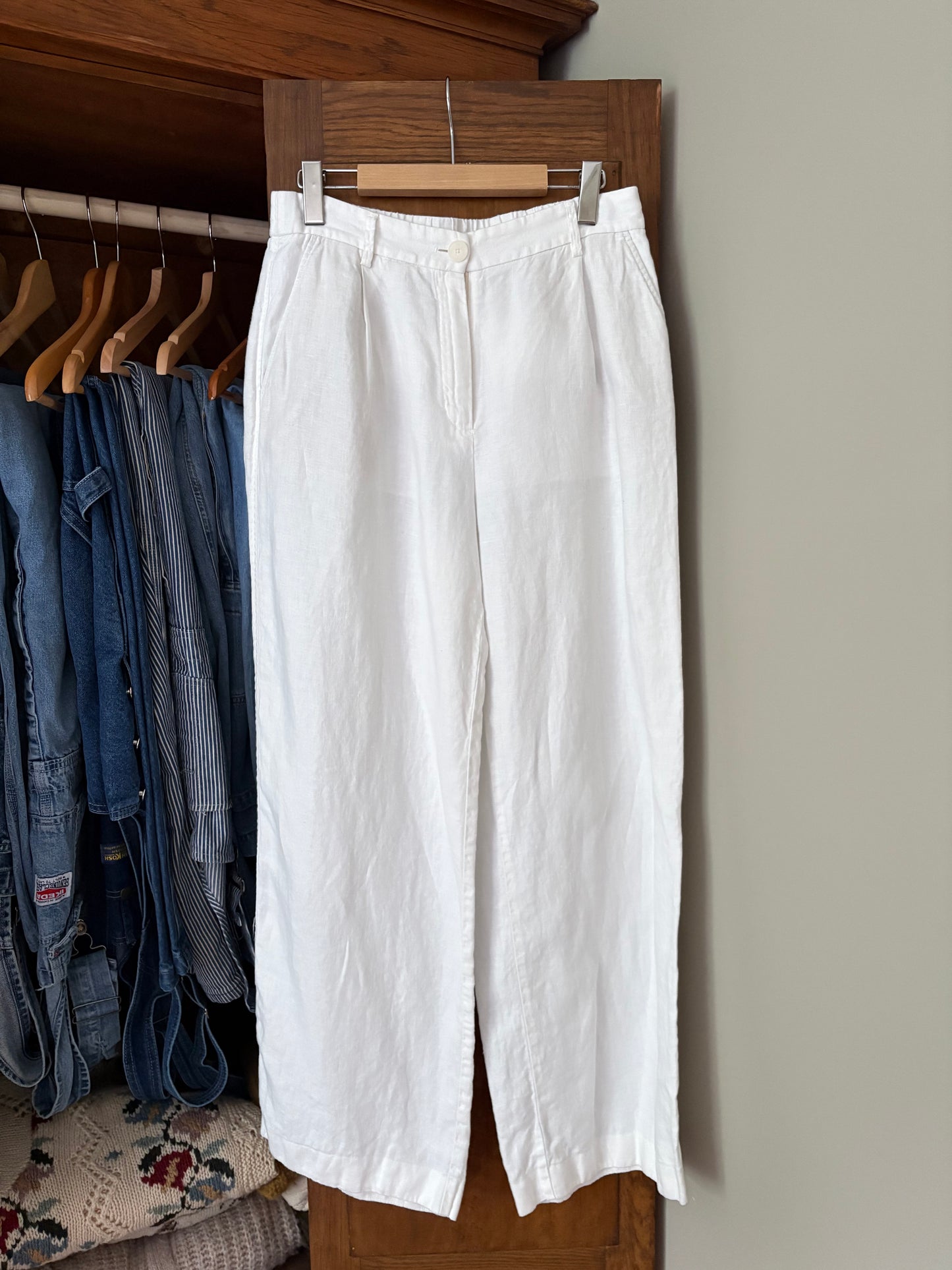 Pantalon en lin blanc Massimo Dutti (Médium)