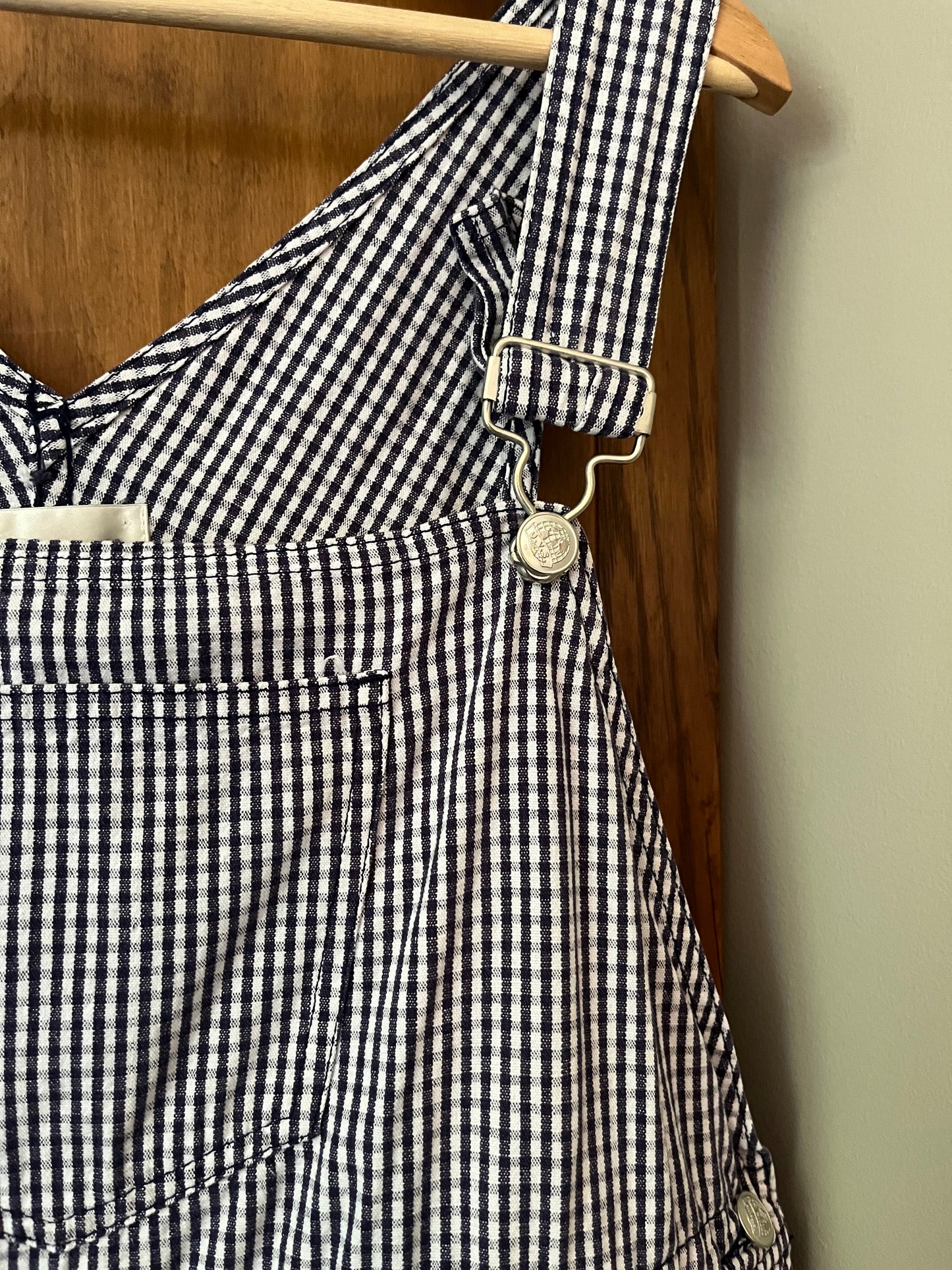 Salopette short Vichy marine (Xlarge)