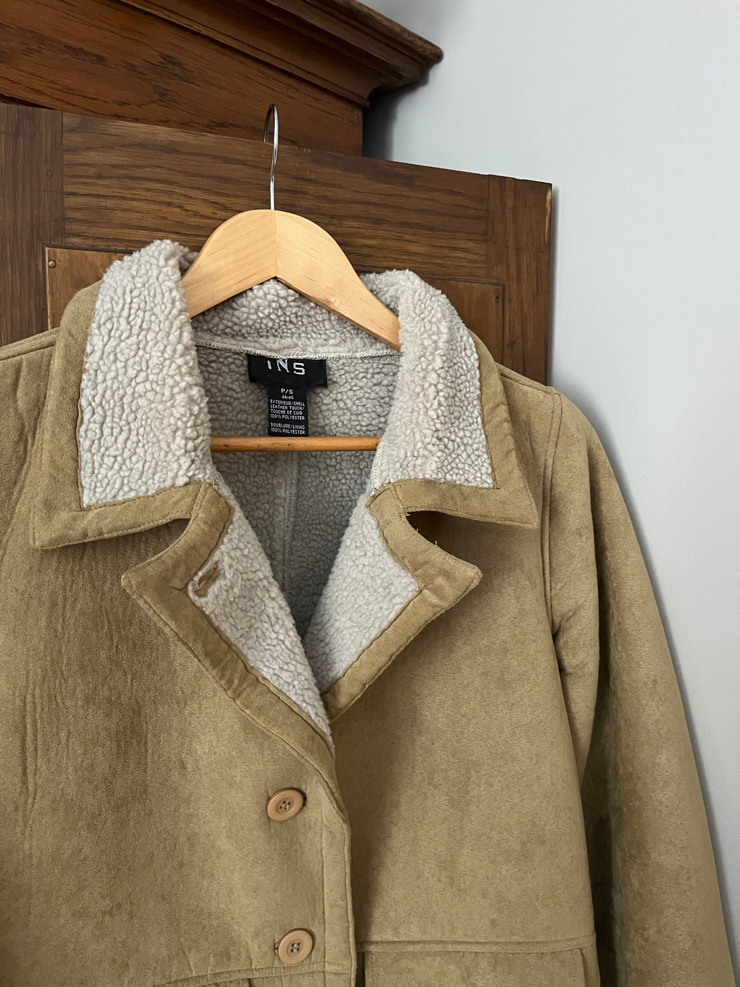 Manteau beige en suède (Xs/S)