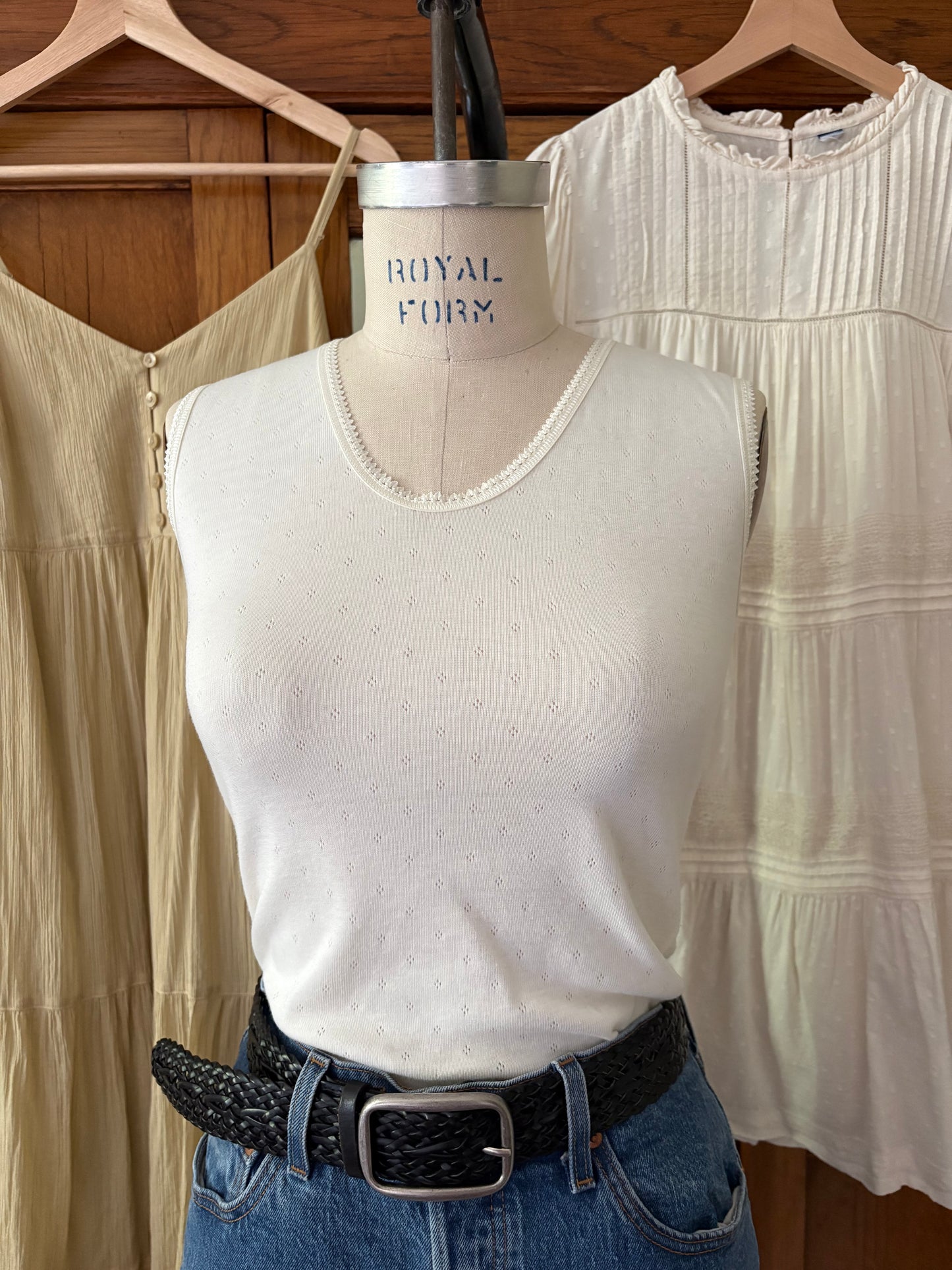 Camisole en pointelle blanche (S/M)
