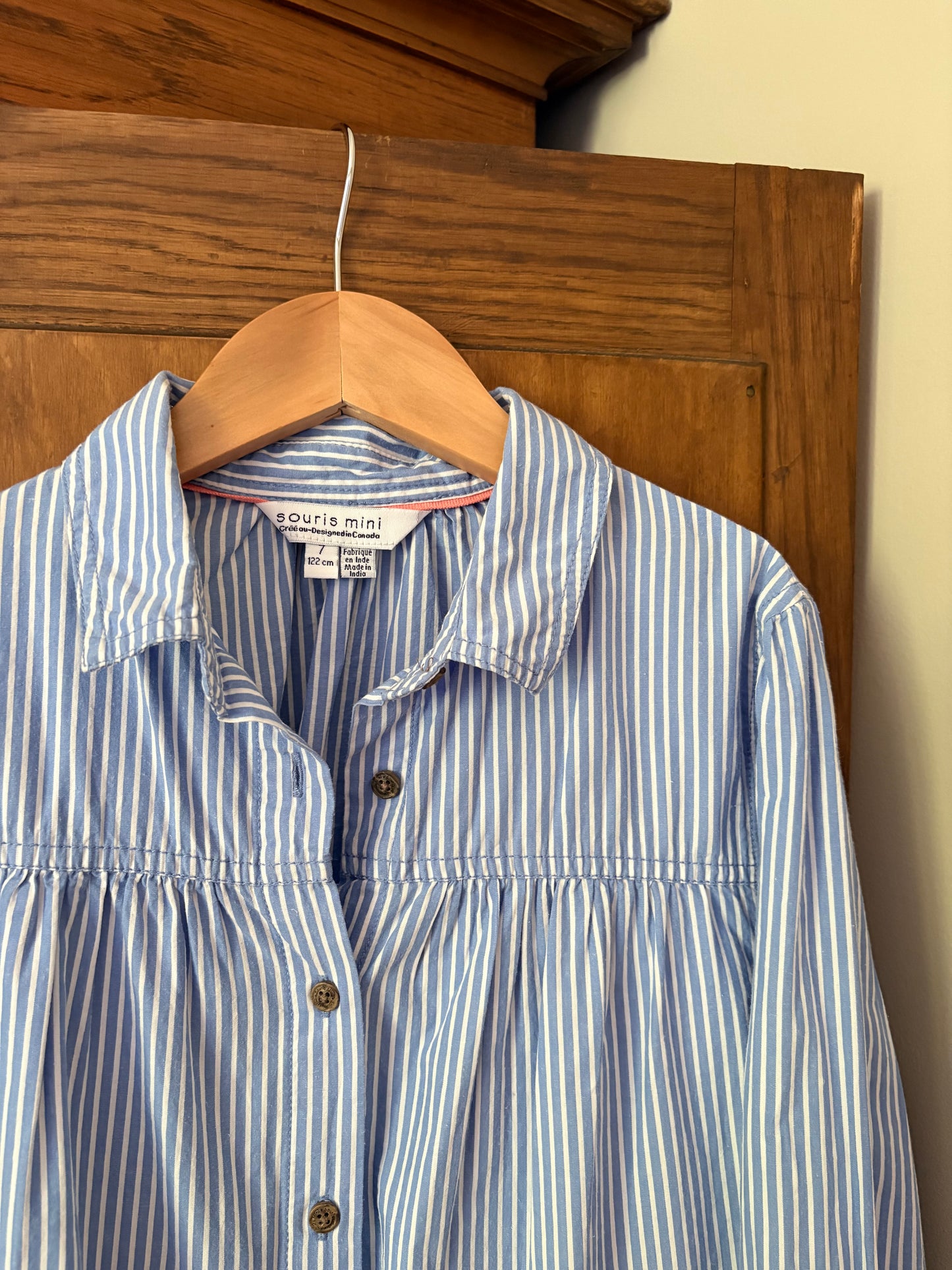 Chemise longue lignée bleu Souris Mini (7 ans)