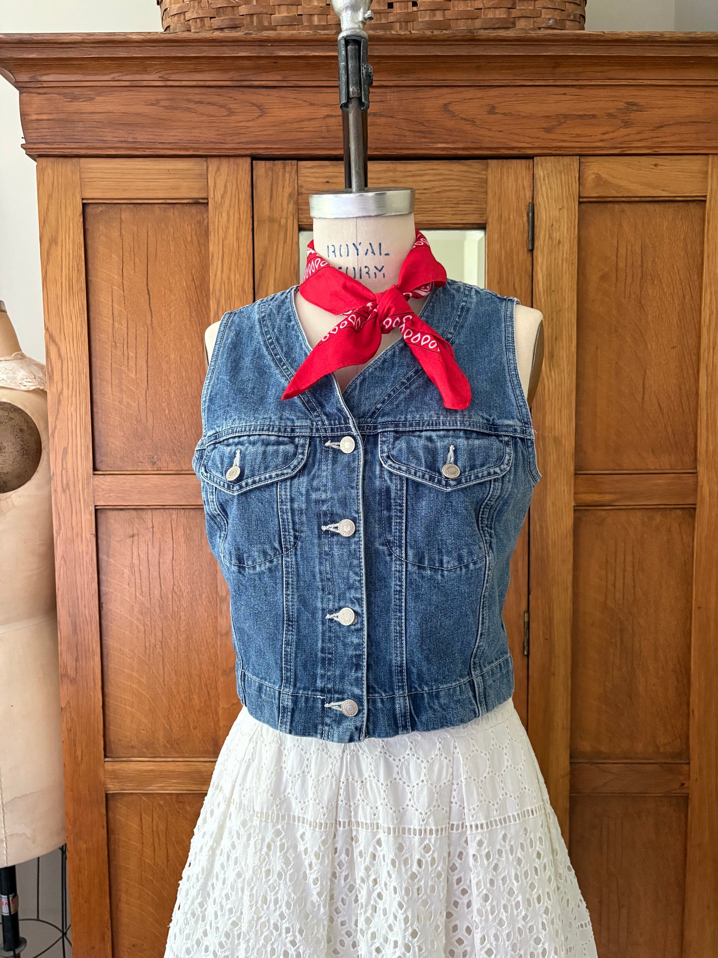 Manteau sans manche en denim vintage GAP (Small)