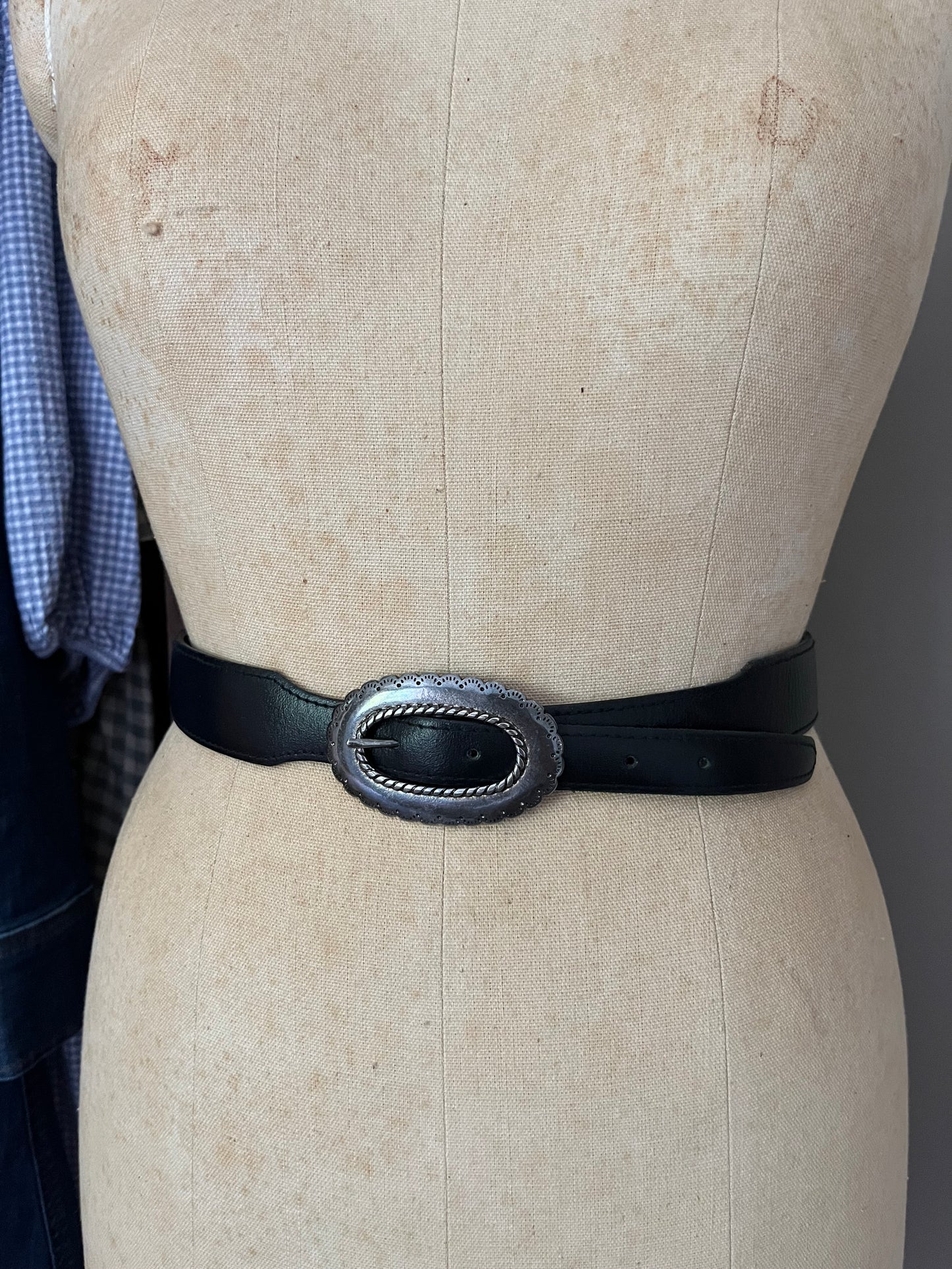 Ceinture noire en cuir western (Xsmall)