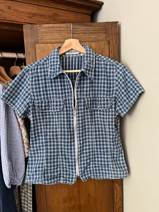 Haut carreaux vintage avec zip (Small)