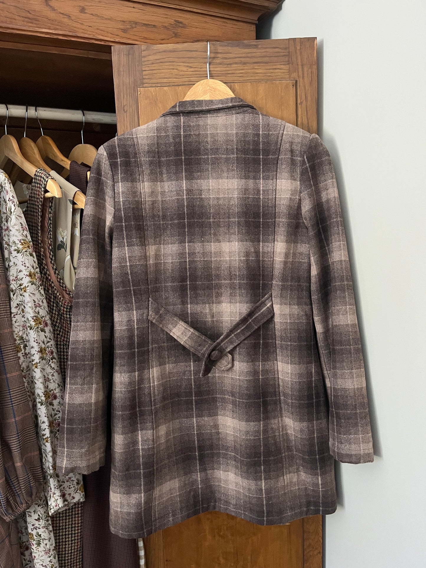 Veston long carreauté (XS/Small)